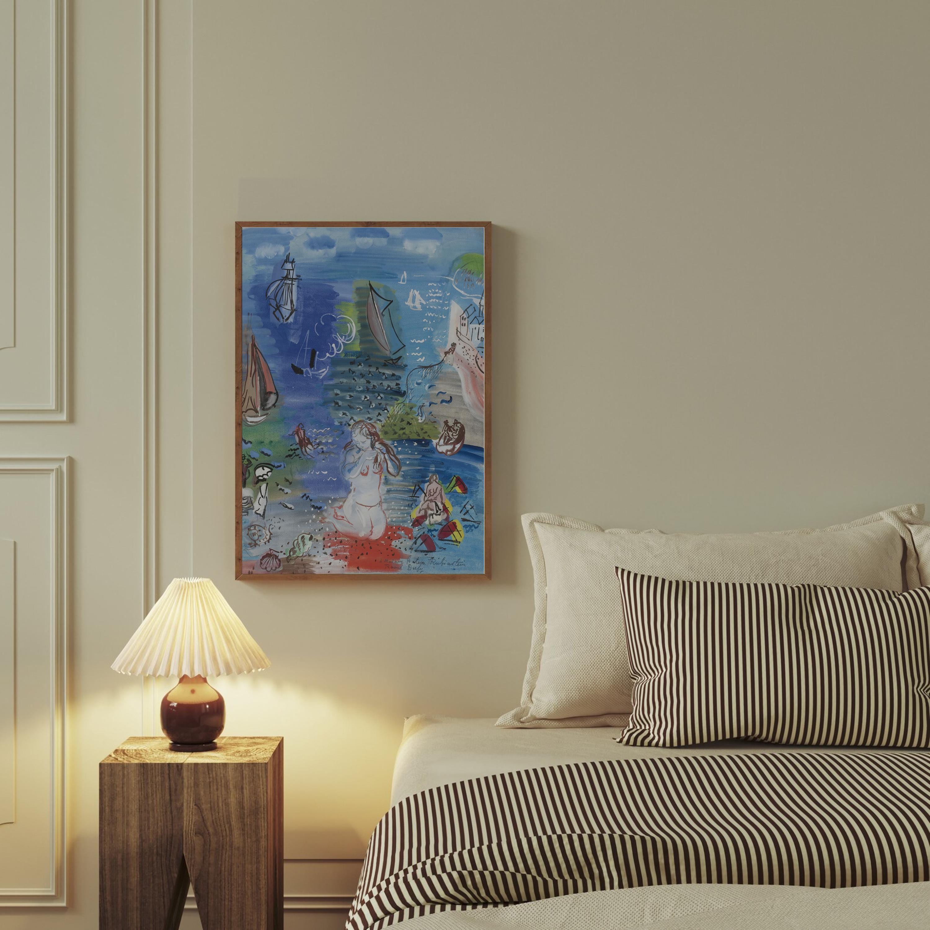 Vintage Abstract Blue Painting, Vintage Art Print, Colorful Art, Eclectic Gallery Wall Print, DIGITAL PRINTS, Vertical Wall Art, Blue Art