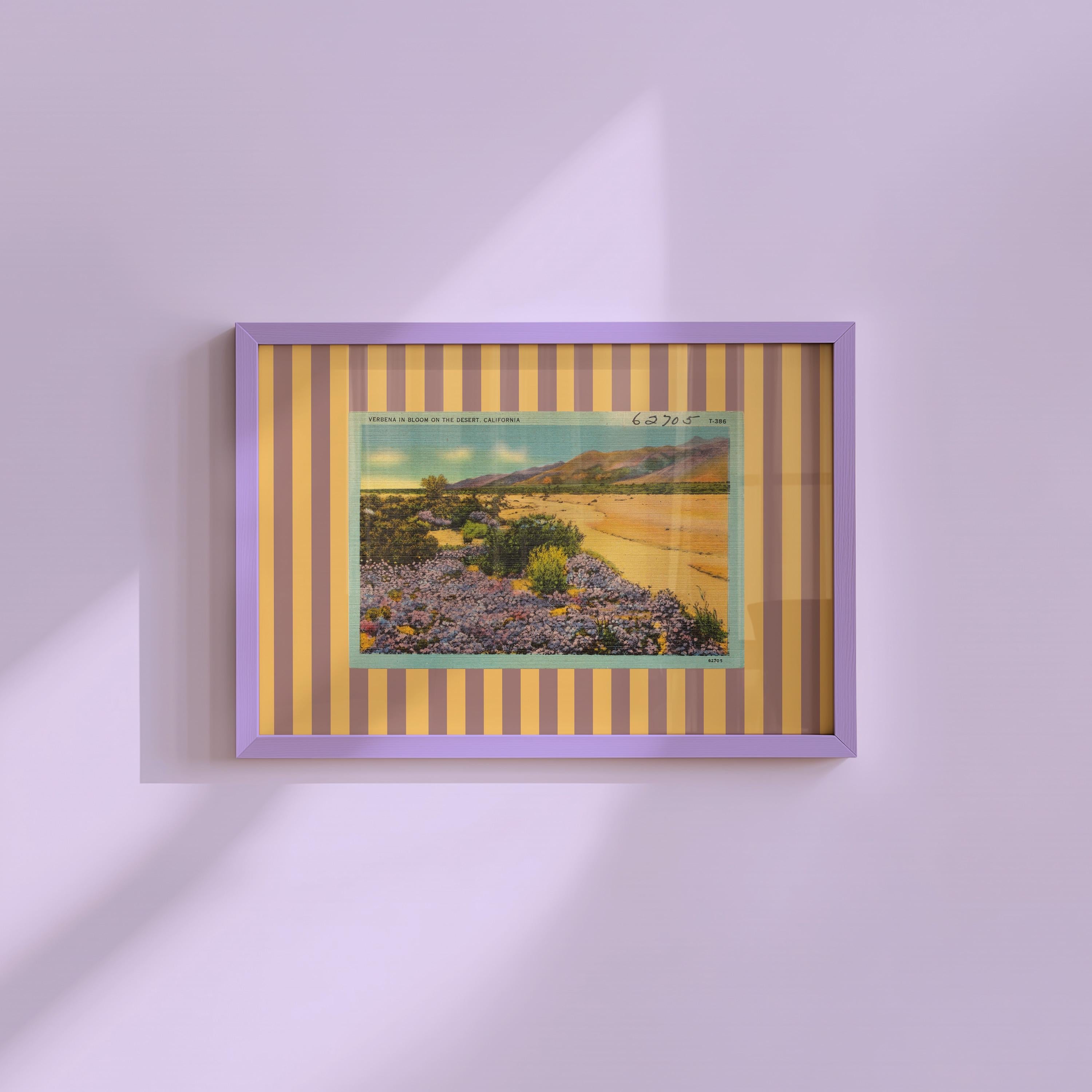 Vintage Palm Springs Postcard Digital Art Print, Eclectic Wall Decor, Colorful Striped Mixed Media Collage, Maximalist Aesthetic Home Decor