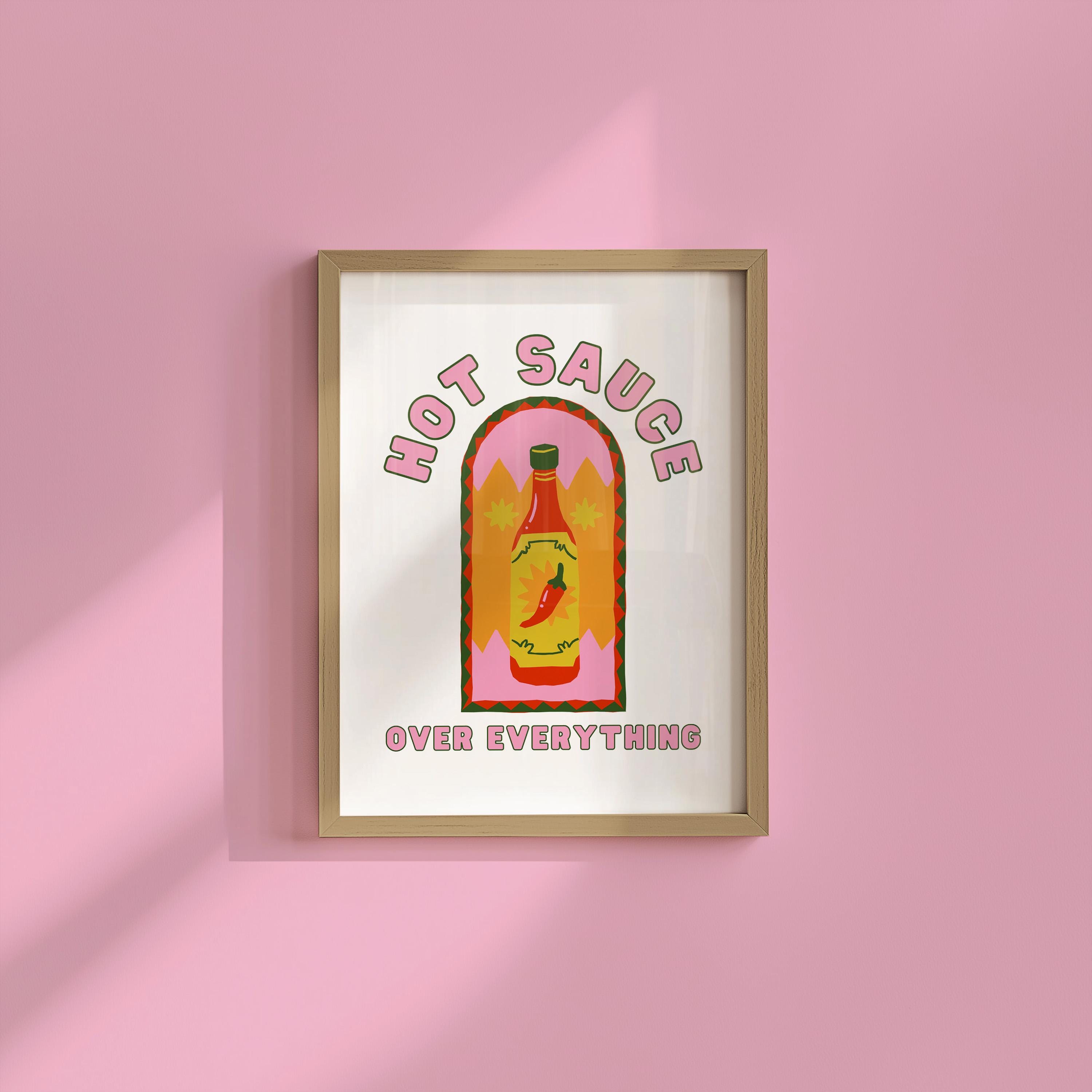 Hot Sauce Art Print, Fun Kitchen Art, Kitchen Wall Art, Digital Wall Art, Hot Sauce Illustration Poster, Hot Sauce Gift, Gift for Friend
