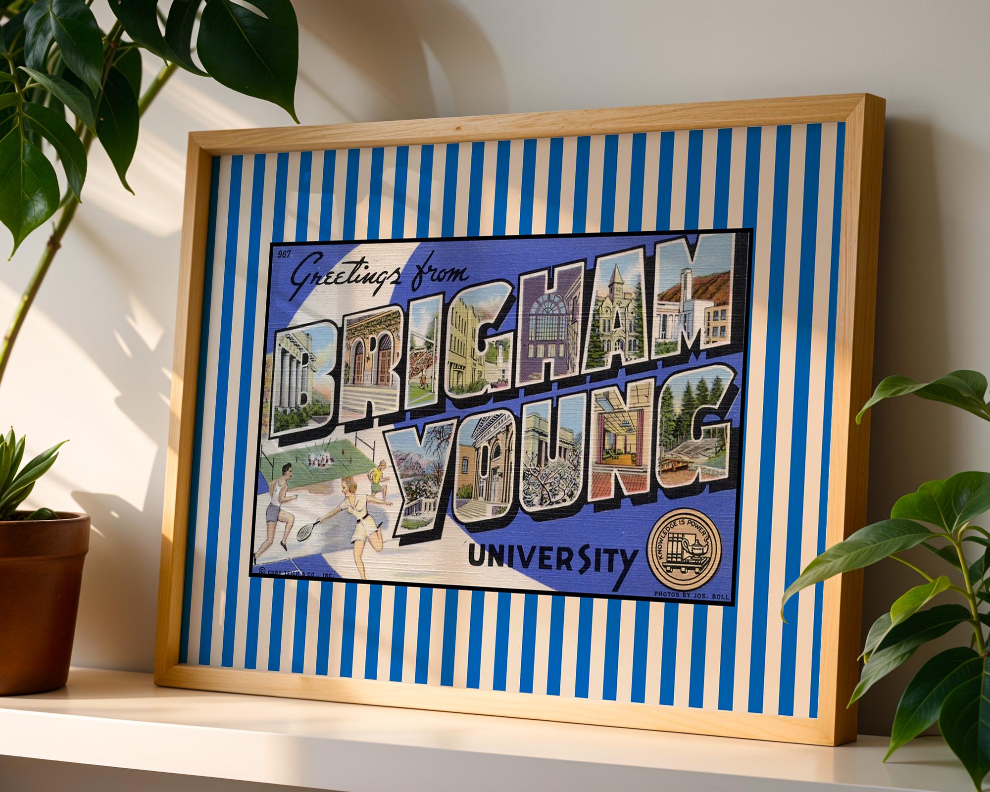 BYU Print, Bringham Young, Wall Decor, Retro BYU Poster, Utah Wall Art, Gift For BYU Student, Sports Wall Decor, Vintage Art