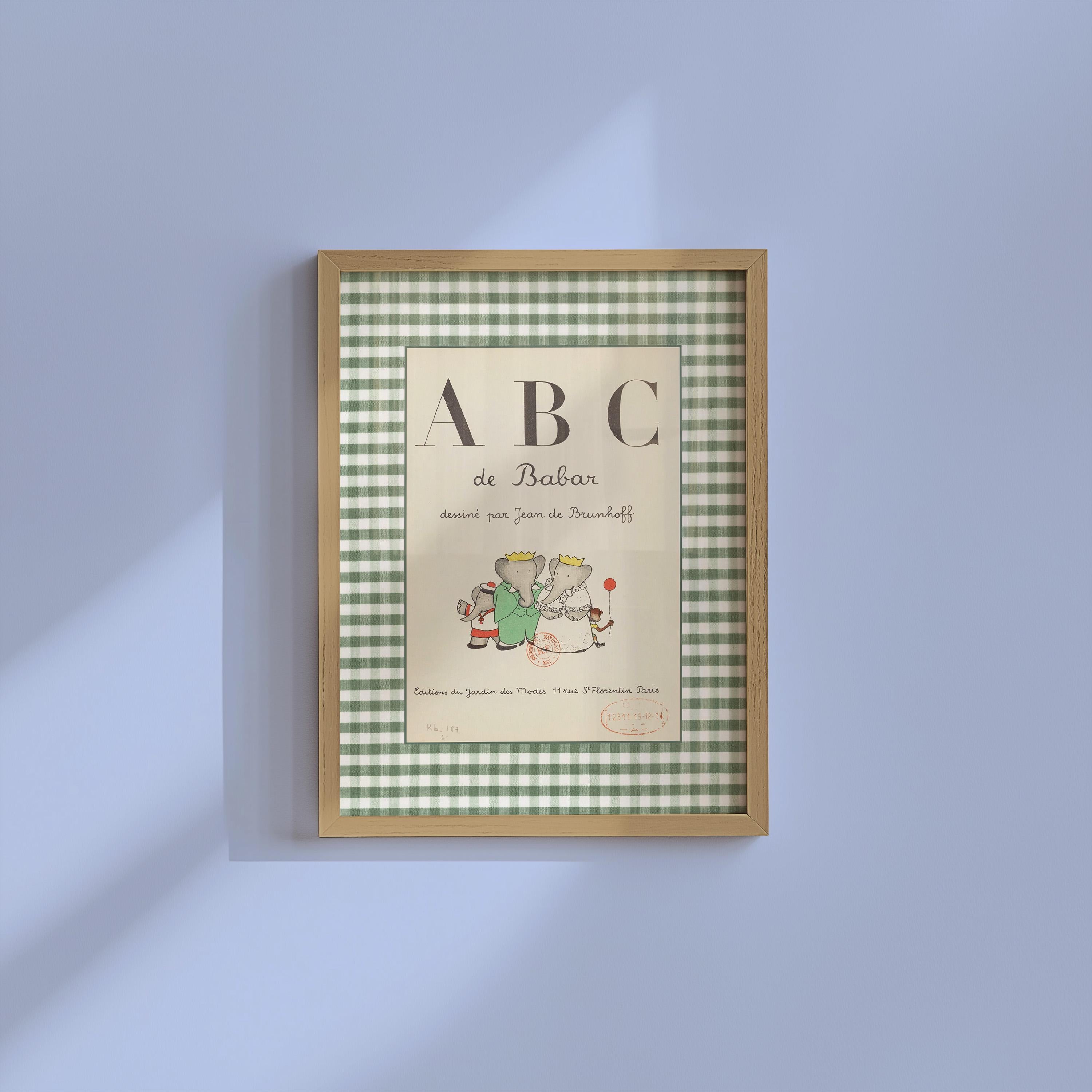 Vintage Babar Nursery Prints DIGITAL DOWNLOAD, Kids Room Decor, Literary Elephant Wall Art, Babar ABCs art, ABCs poster, alphabet art