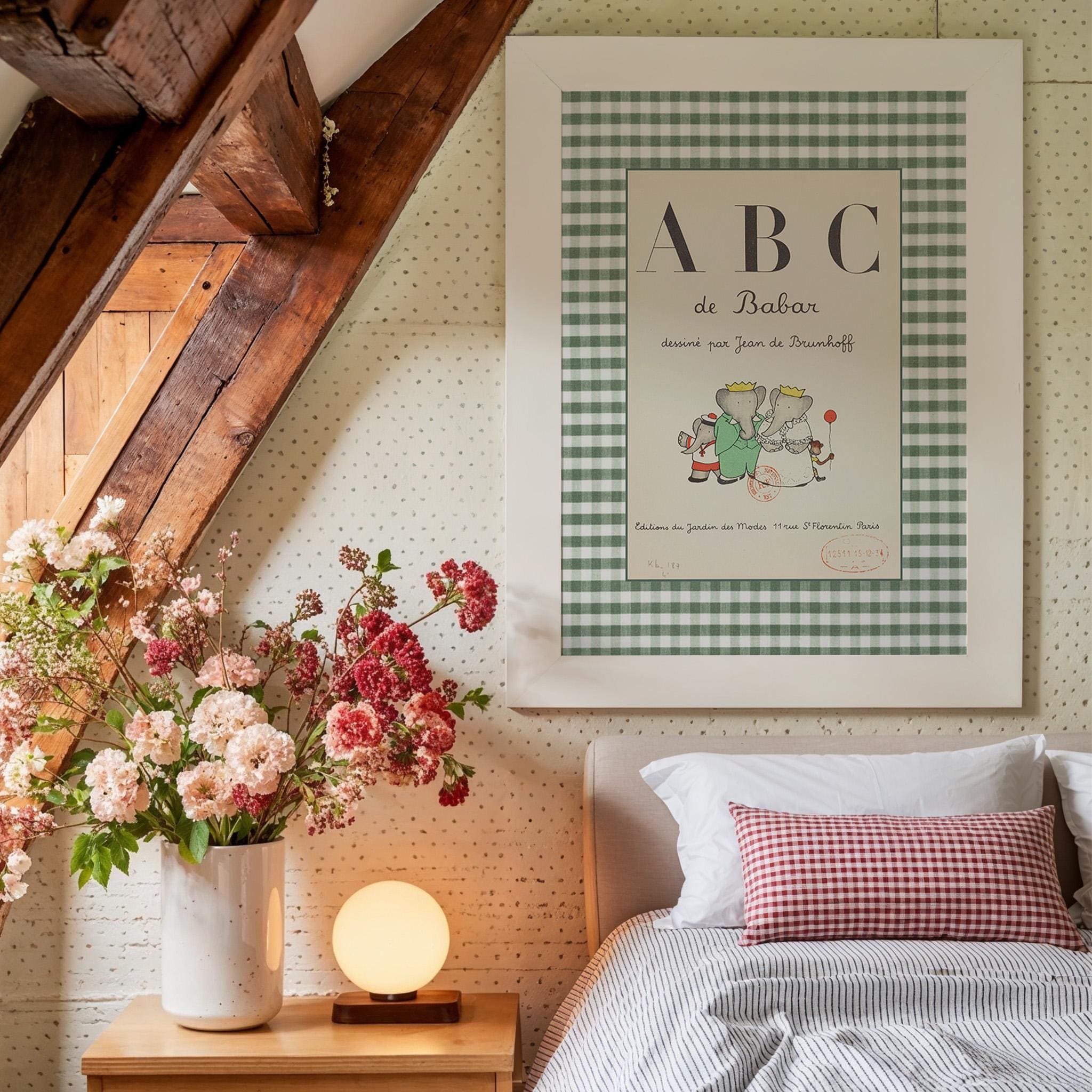 Vintage Babar Nursery Prints DIGITAL DOWNLOAD, Kids Room Decor, Literary Elephant Wall Art, Babar ABCs art, ABCs poster, alphabet art