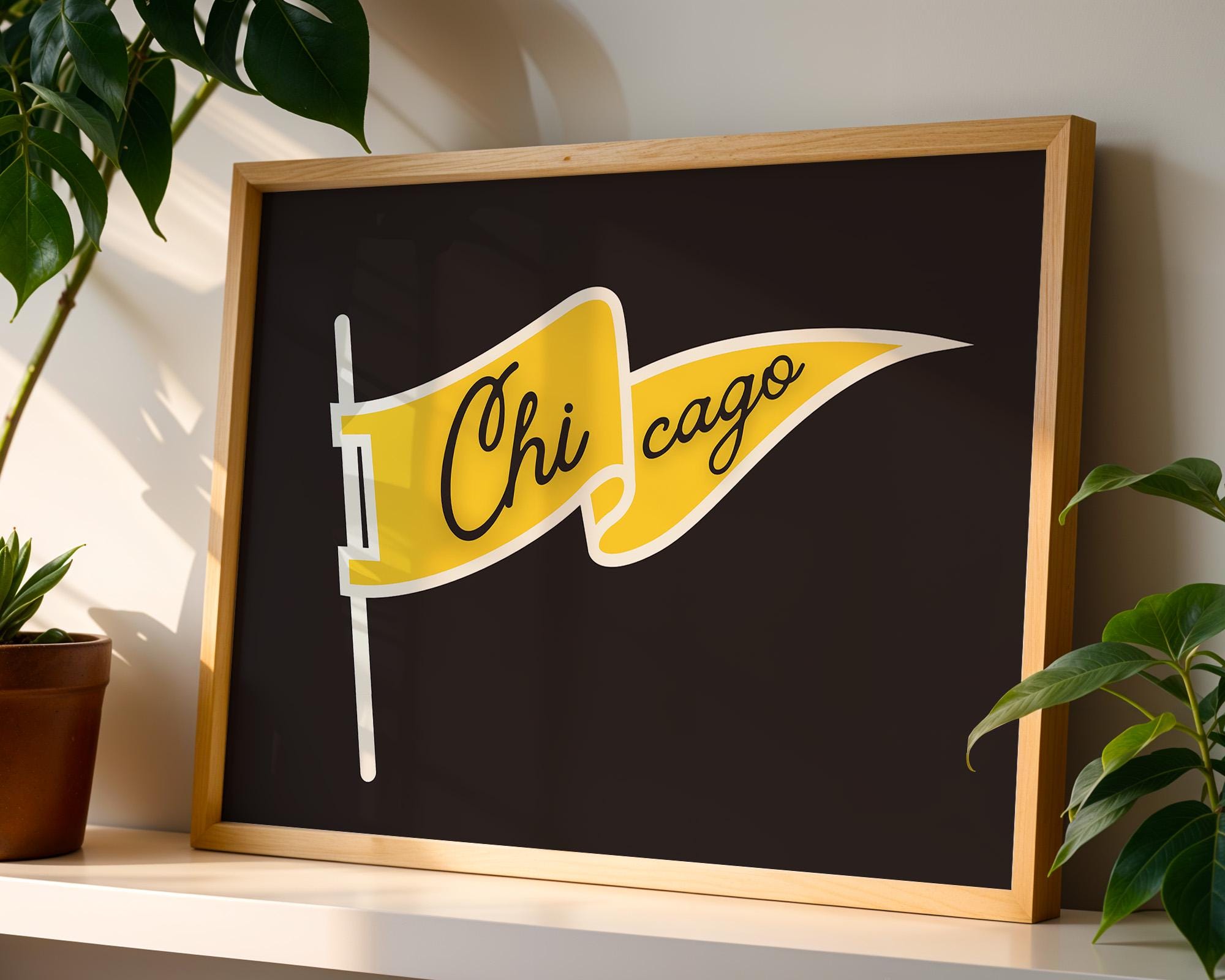 chicago Flag art print, chicago decor, chicago art, chicago apartment decor, sporty chicago art print, digital download, gift for friend