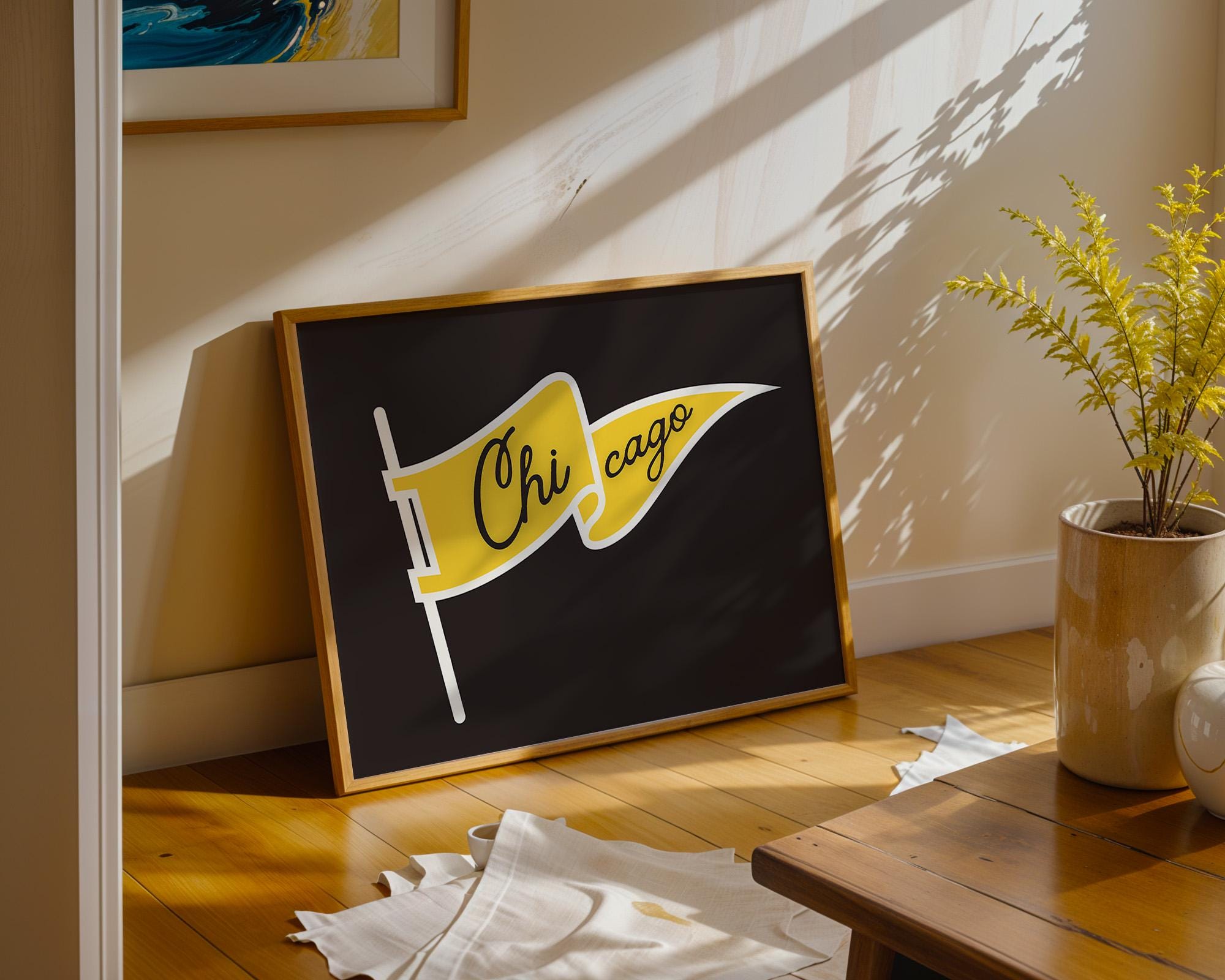 chicago Flag art print, chicago decor, chicago art, chicago apartment decor, sporty chicago art print, digital download, gift for friend