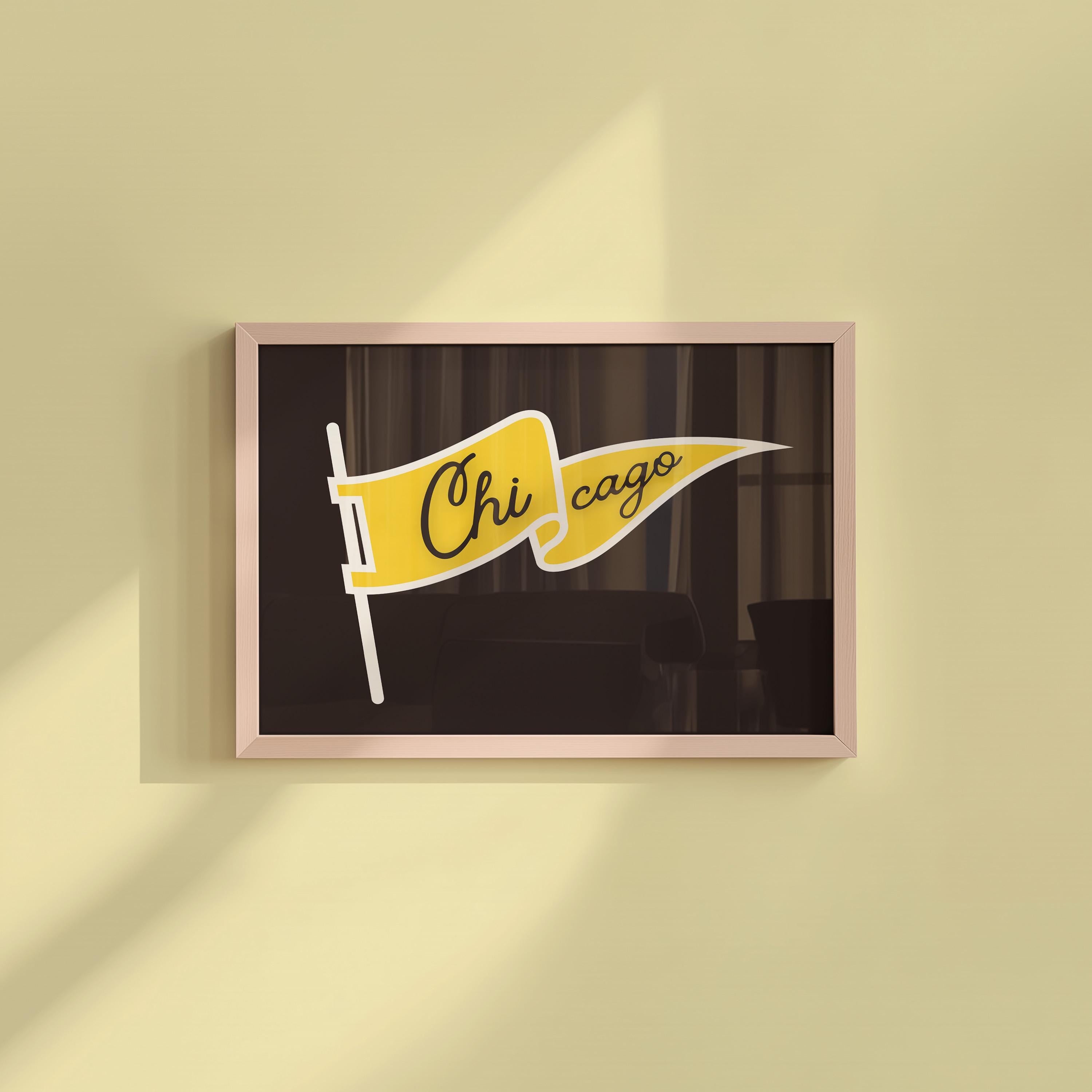 chicago Flag art print, chicago decor, chicago art, chicago apartment decor, sporty chicago art print, digital download, gift for friend