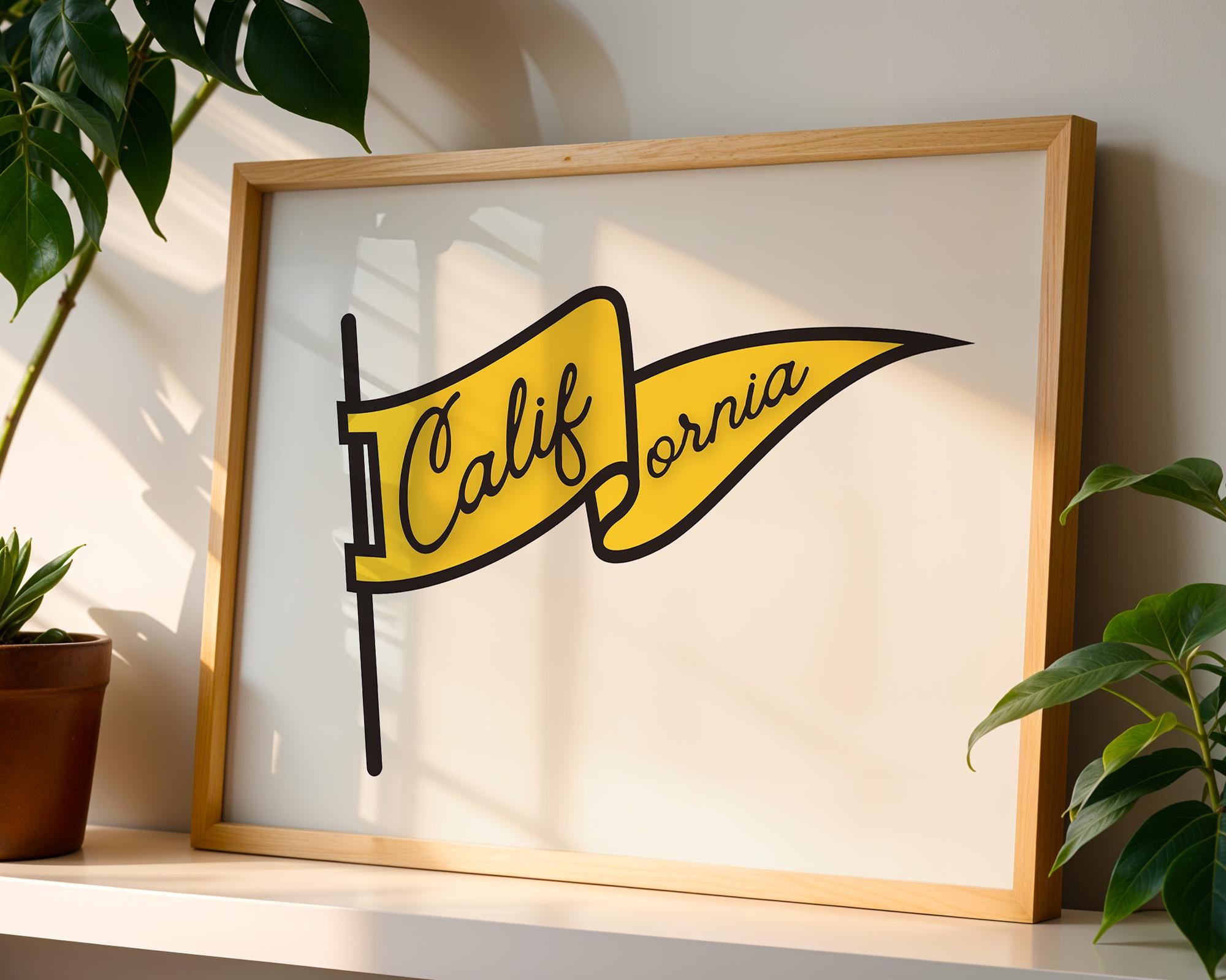 california Flag art print, cali art print, california decor, apartment art print, wall art, digital download, gs print shoppe, pennant art