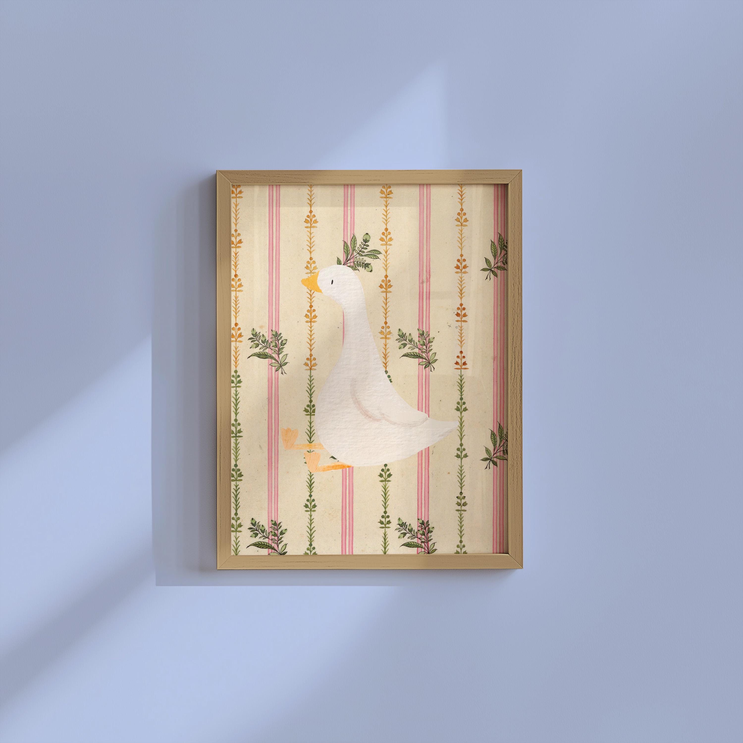 Goose Print, Trendy Wall Art, Apartment Decor, Retro Wall Art, Quirky Wall, Nursery Art, Cottage Core Decor, Vintage Art Decor, Nursery