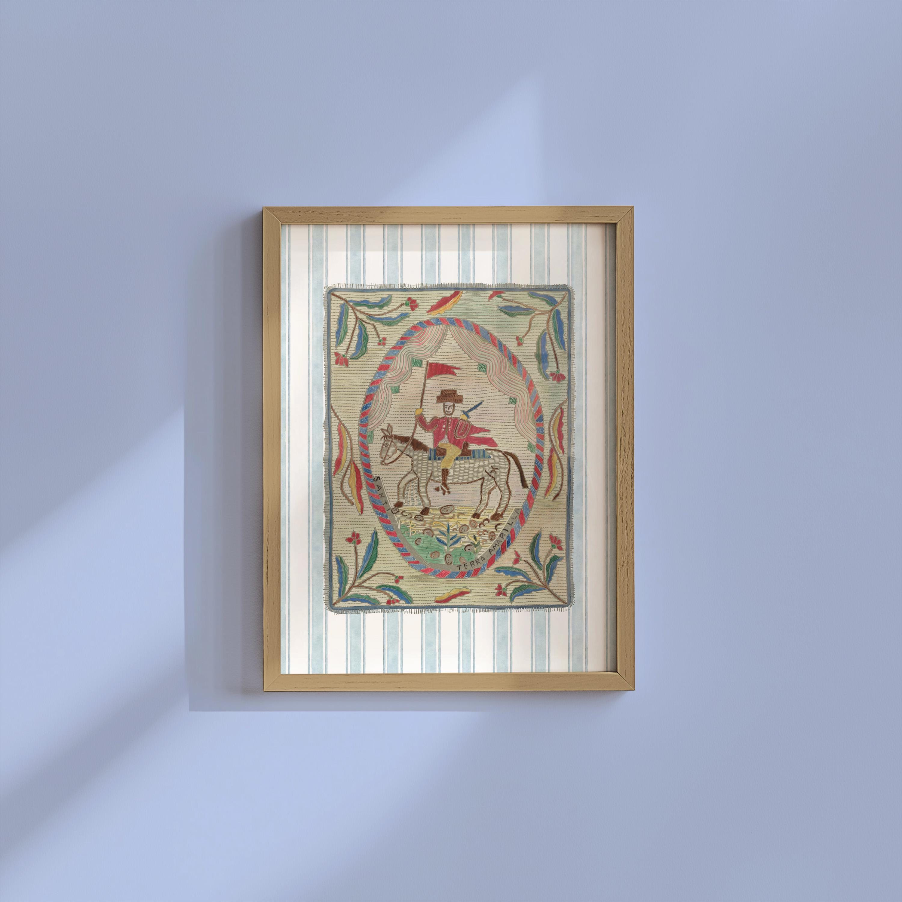 American Print, Digital Wall Art, Trendy Decor, American illustration, Nursery Art, Cottage, Nursery, Vintage Blue Striped Art, soldier