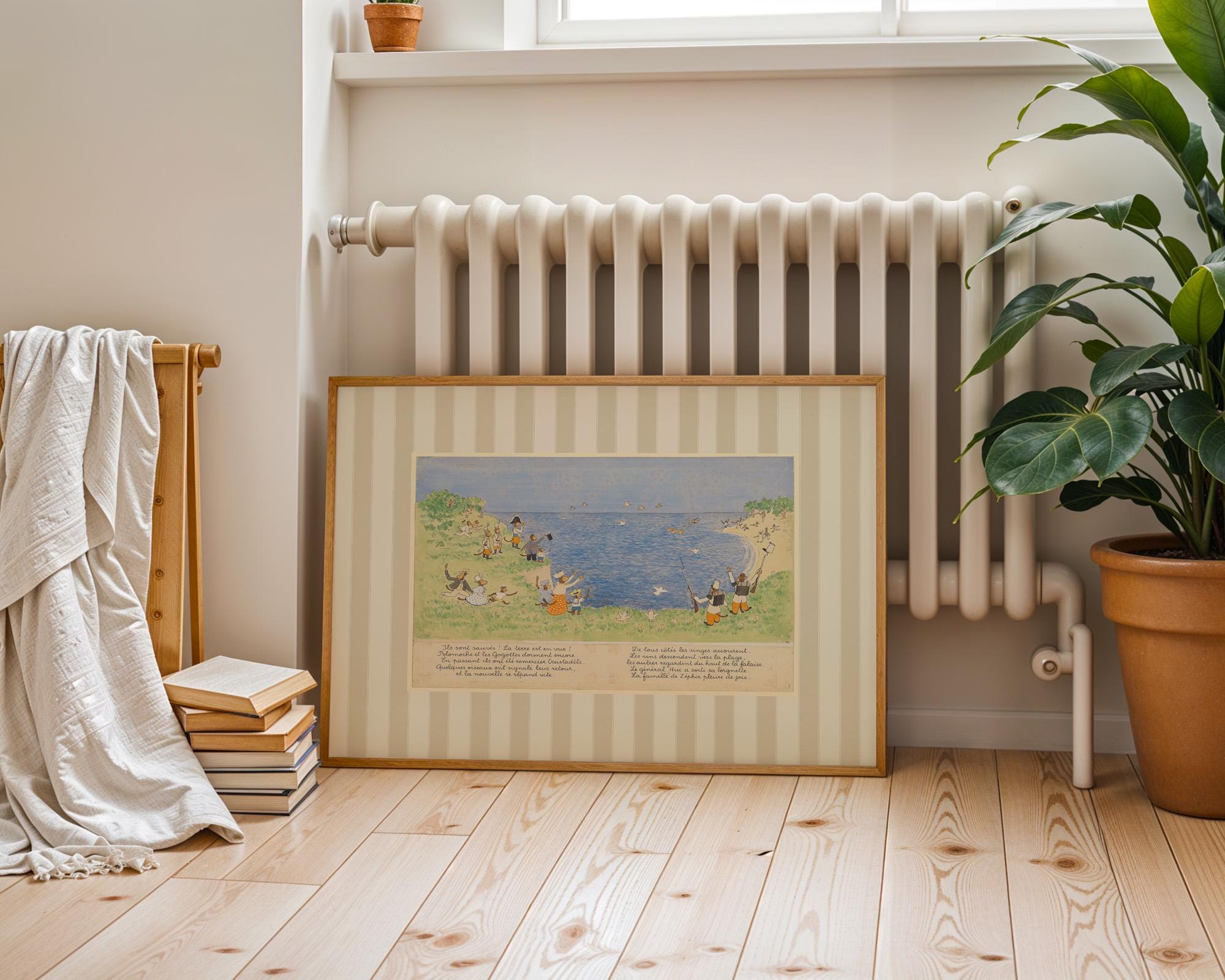Babar the elephant wall decor, zephir monley decor, illustration print decor, neutral gender baby gift, babar art print, monkey art