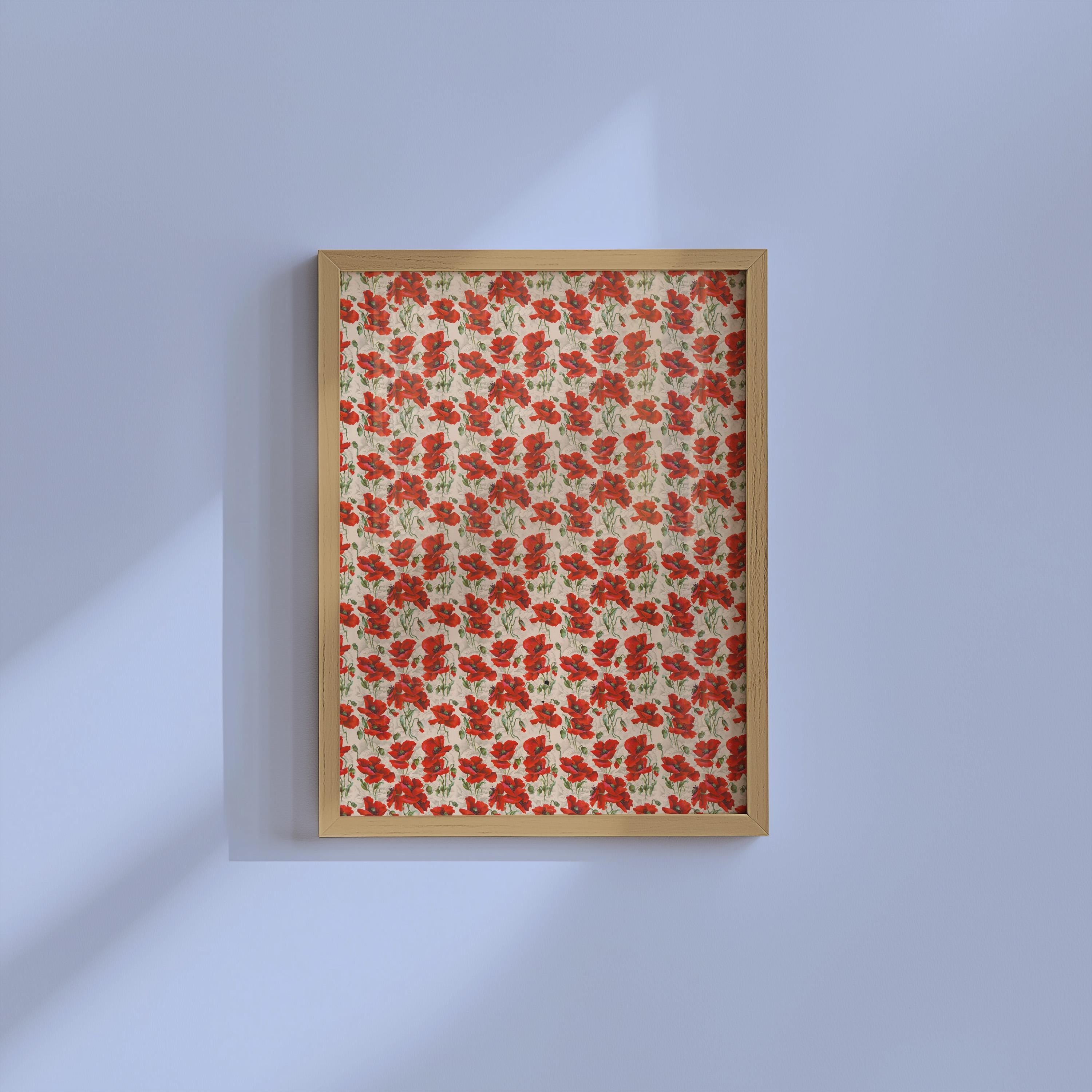 Poppy floral art print, vintage floral decor, vintage poppy motif art, art print red flowers, vintage nursery decor, gs print shoppe