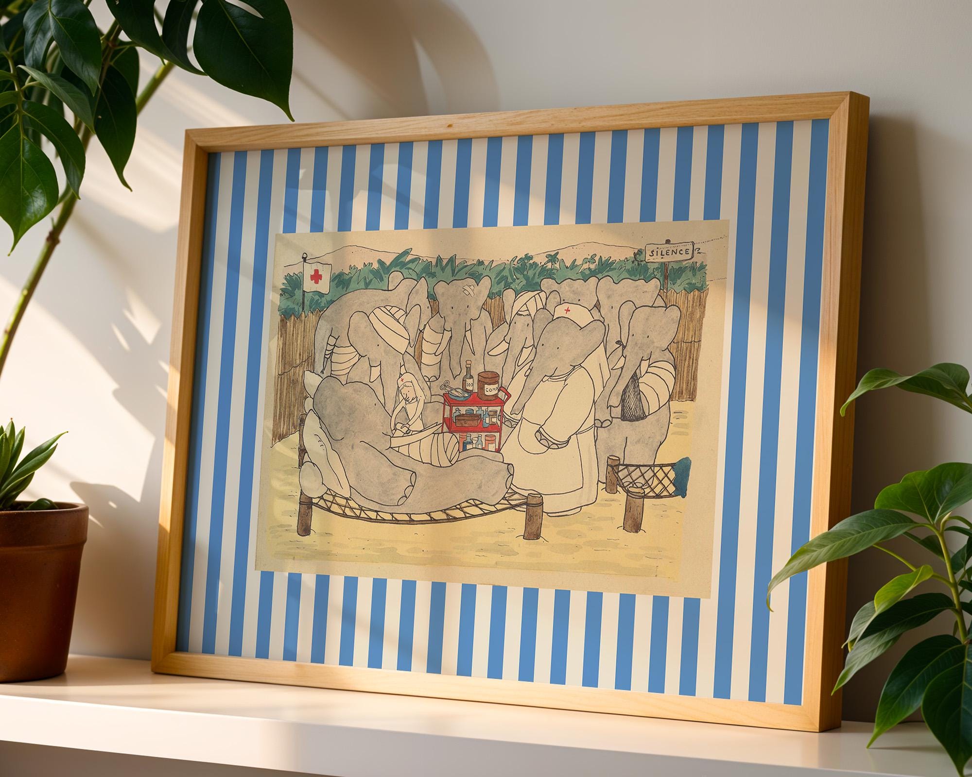 Babar the elephant wall decor, printable all art, nursery decor, kids gift, illustration print nursery decor neutral gender baby gift