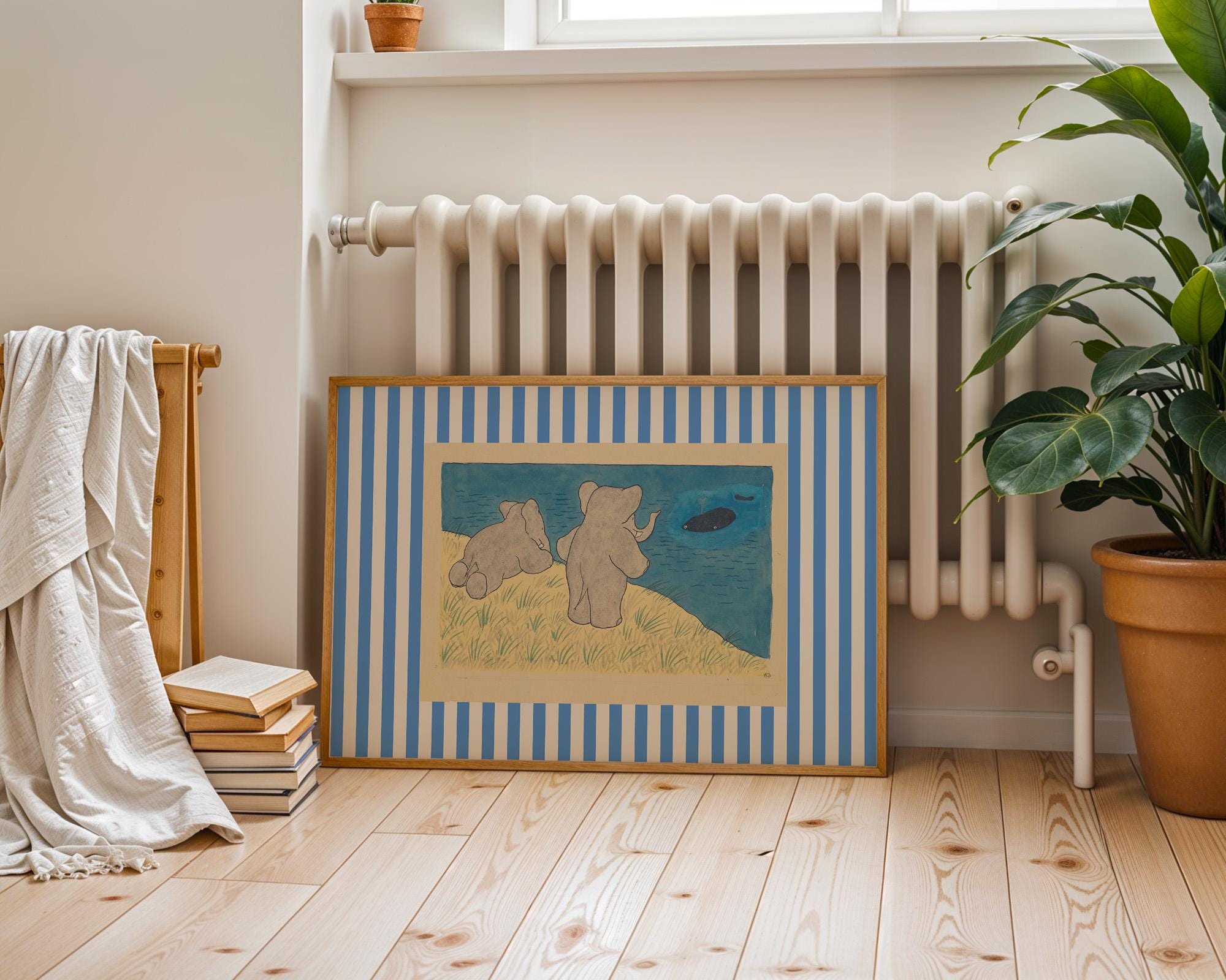 Babar the elephant wall decor, printable all art, nursery decor, kids gift, illustration print nursery decor neutral gender baby gift