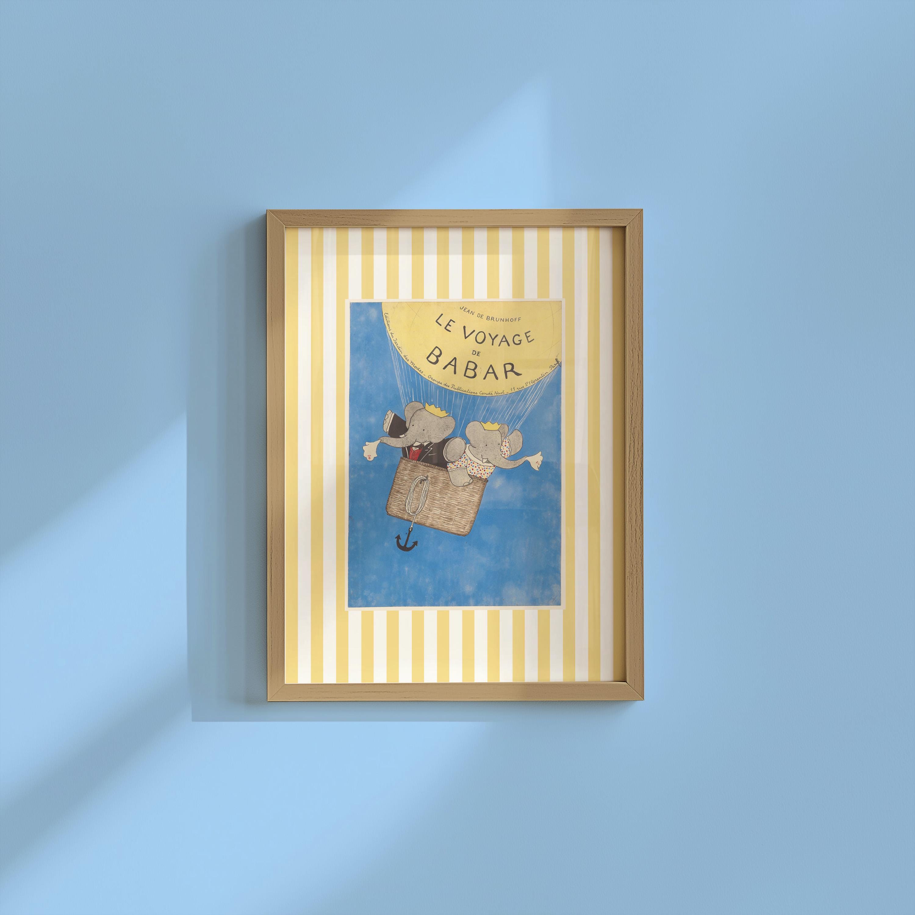 Vintage Babar Nursery Prints DIGITAL DOWNLOAD, Kids Room Decor, Literary Elephant Wall Art