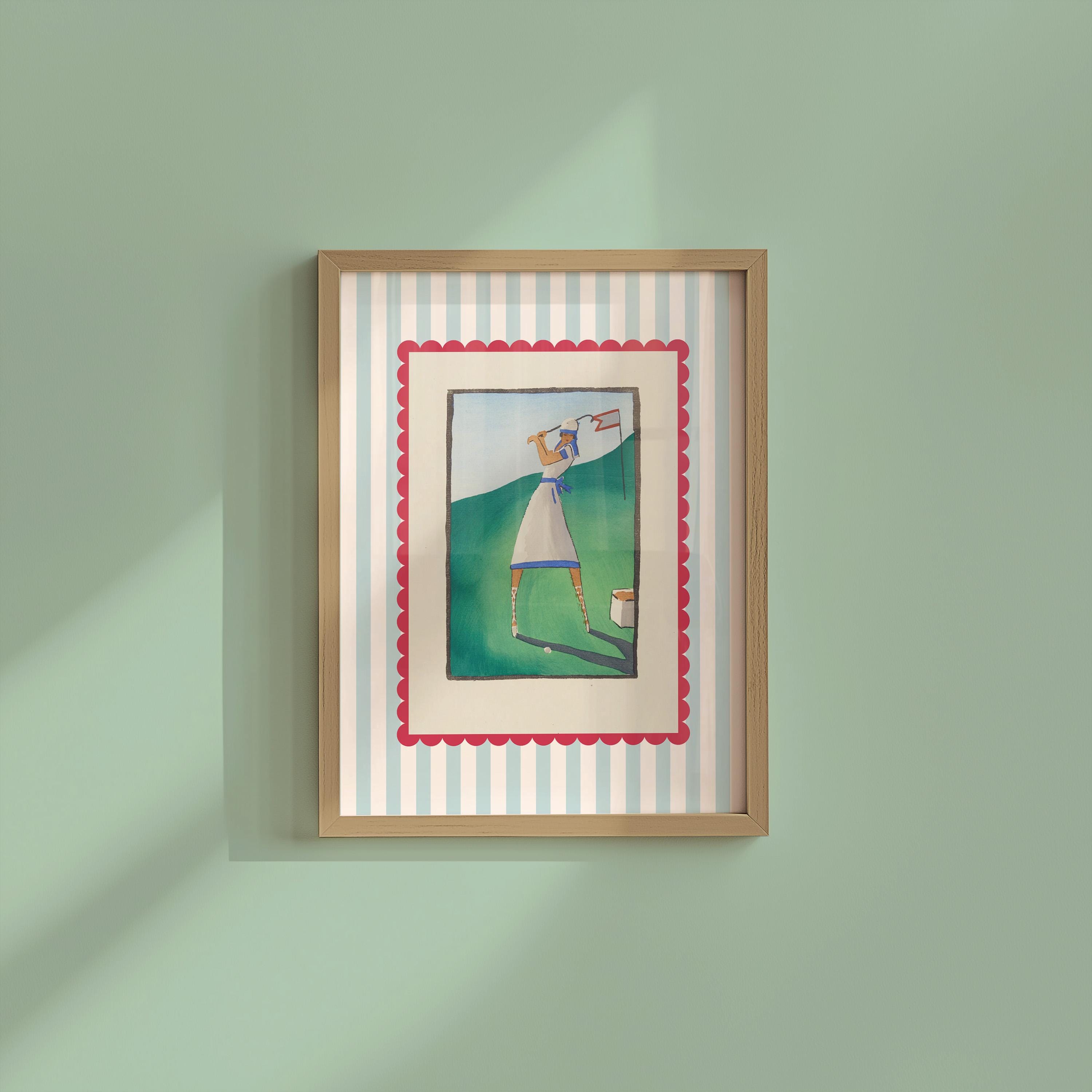 Art Deco Fashion Illustration, Vintage Wall Art, French Home Decor, Old Magazine Prints, 1920s art, golf art print, golf decor