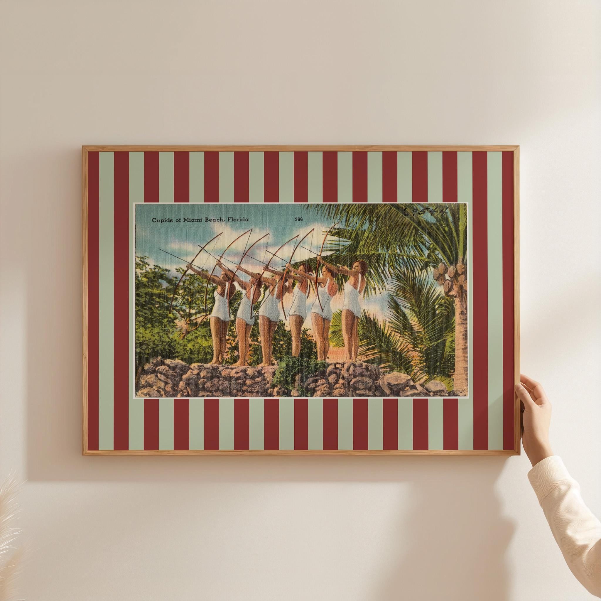 Florida Print Digital Download Vintage FL Wall Art Red Blue Florida Dorm Decor Retro Florida Beach Travel Poster FL Printable Artwork