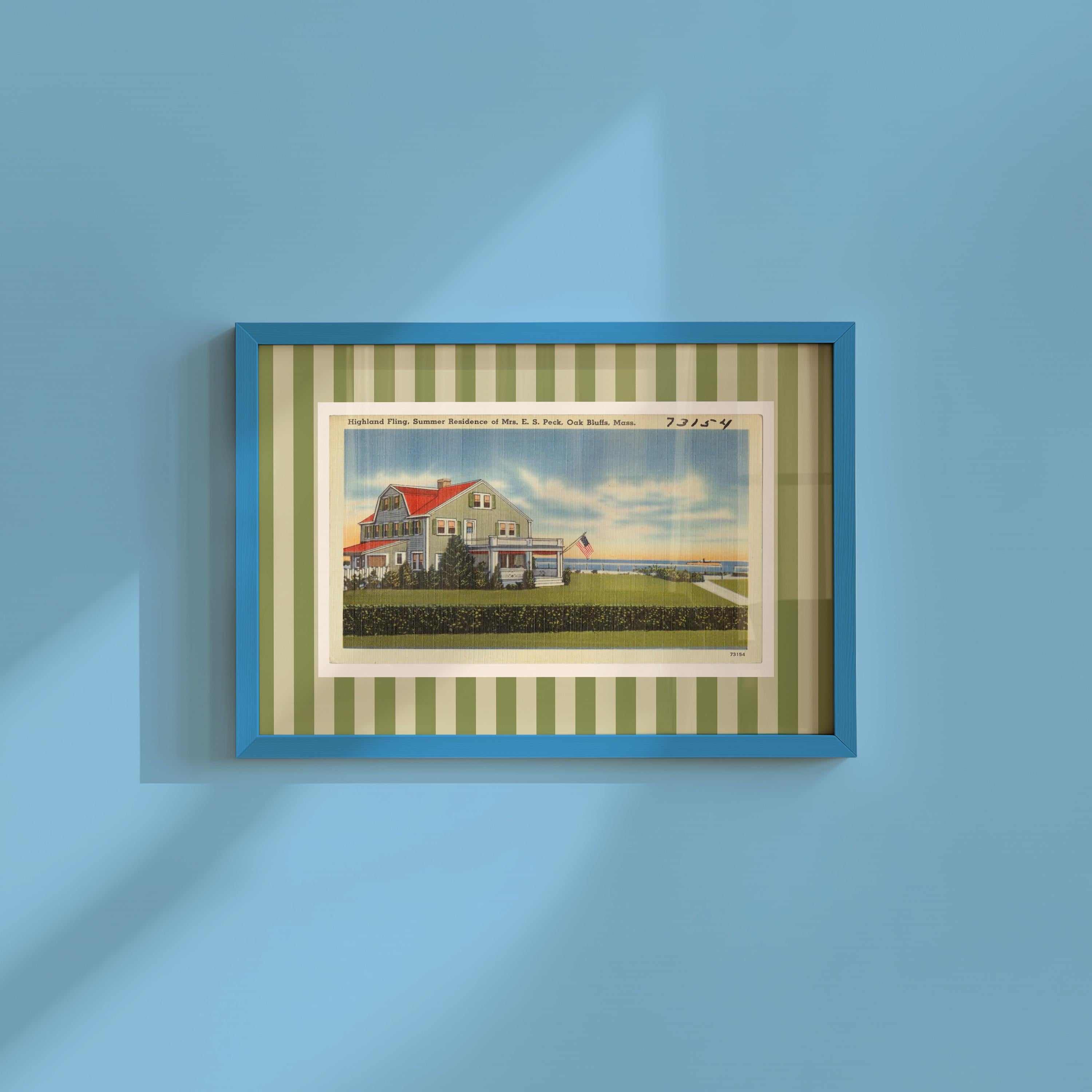 Marthas Vineyard Art Print: Coastal Massachusetts Vintage Art (Digital Download), Oak Bluffs Art Print, Oak Bluffs Decor, New England Art