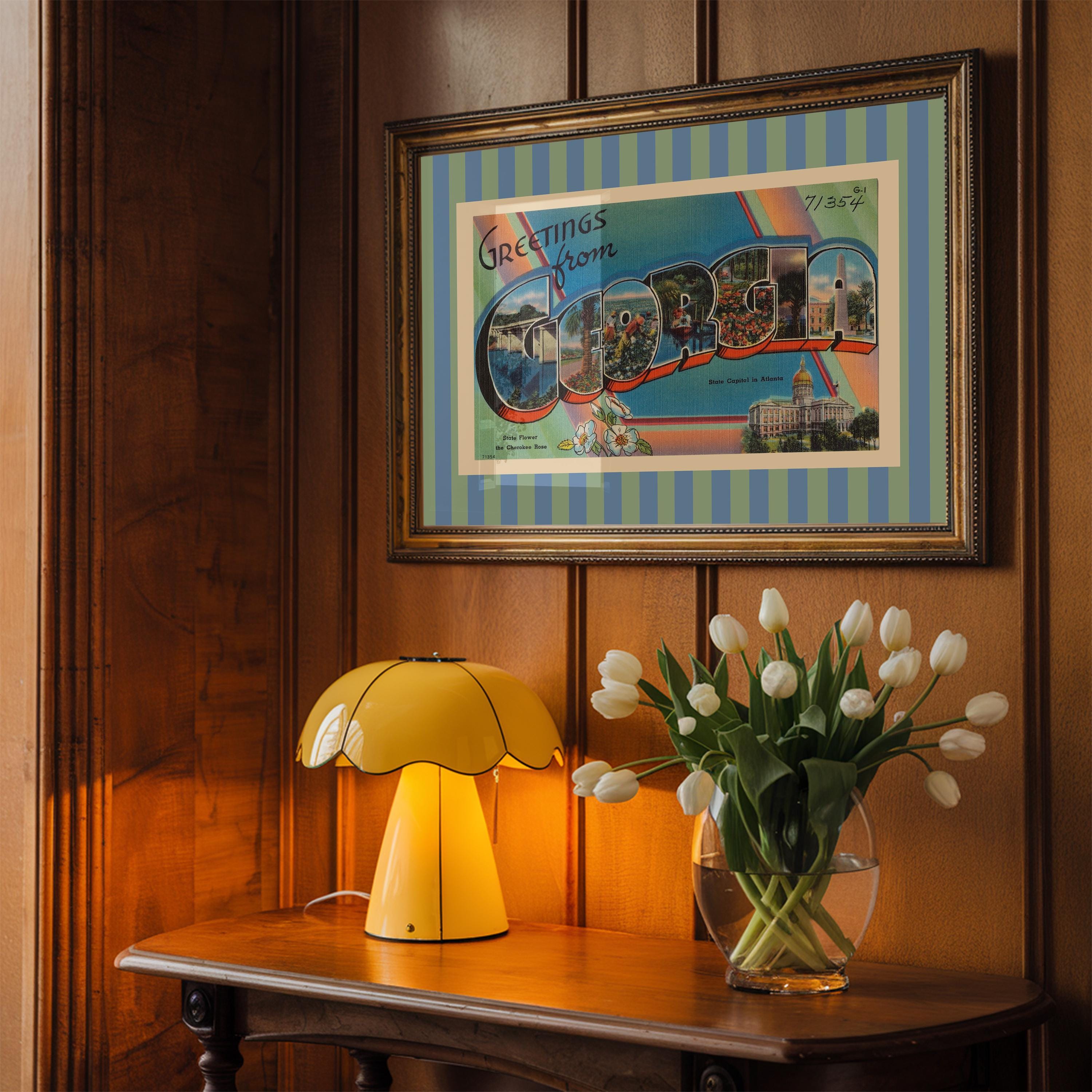 Georgia Wall Art Print Digital Download Georgia Poster Retro Travel Prints Georgia Dorm Decor Horizontal Photo Striped Art Print Atlanta