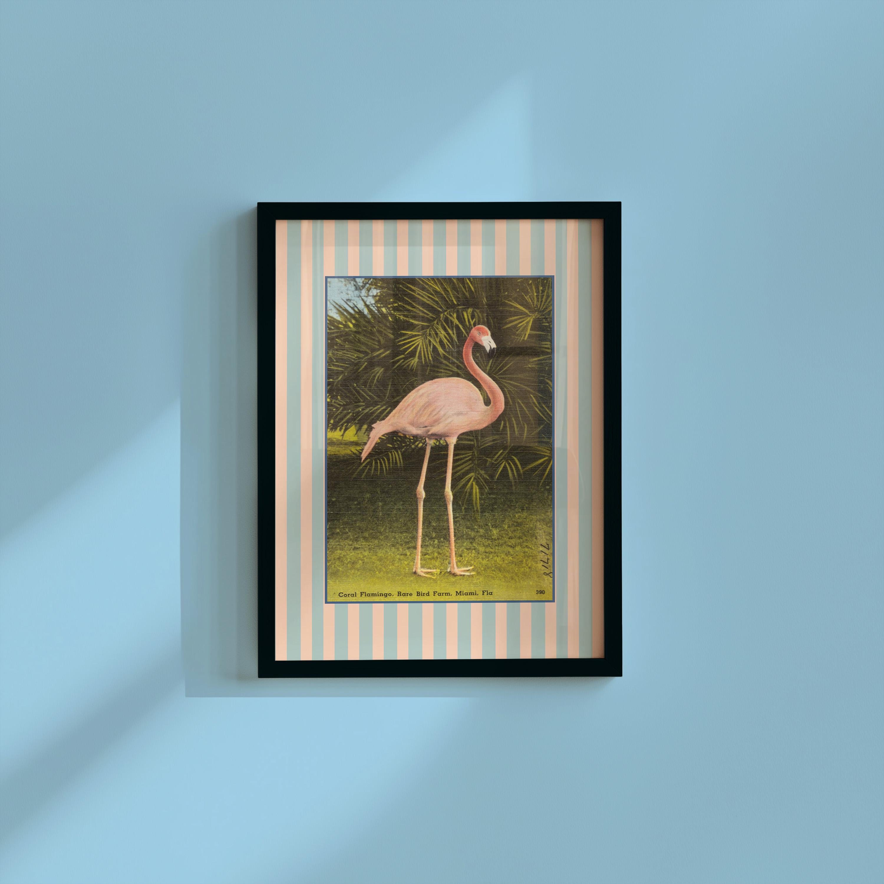 Flamingo Wall Art, Florida Travel Poster Print, Trendy Striped Poster, Printable Bedroom Decor, Flamingo Downloadable Print, Tropical art