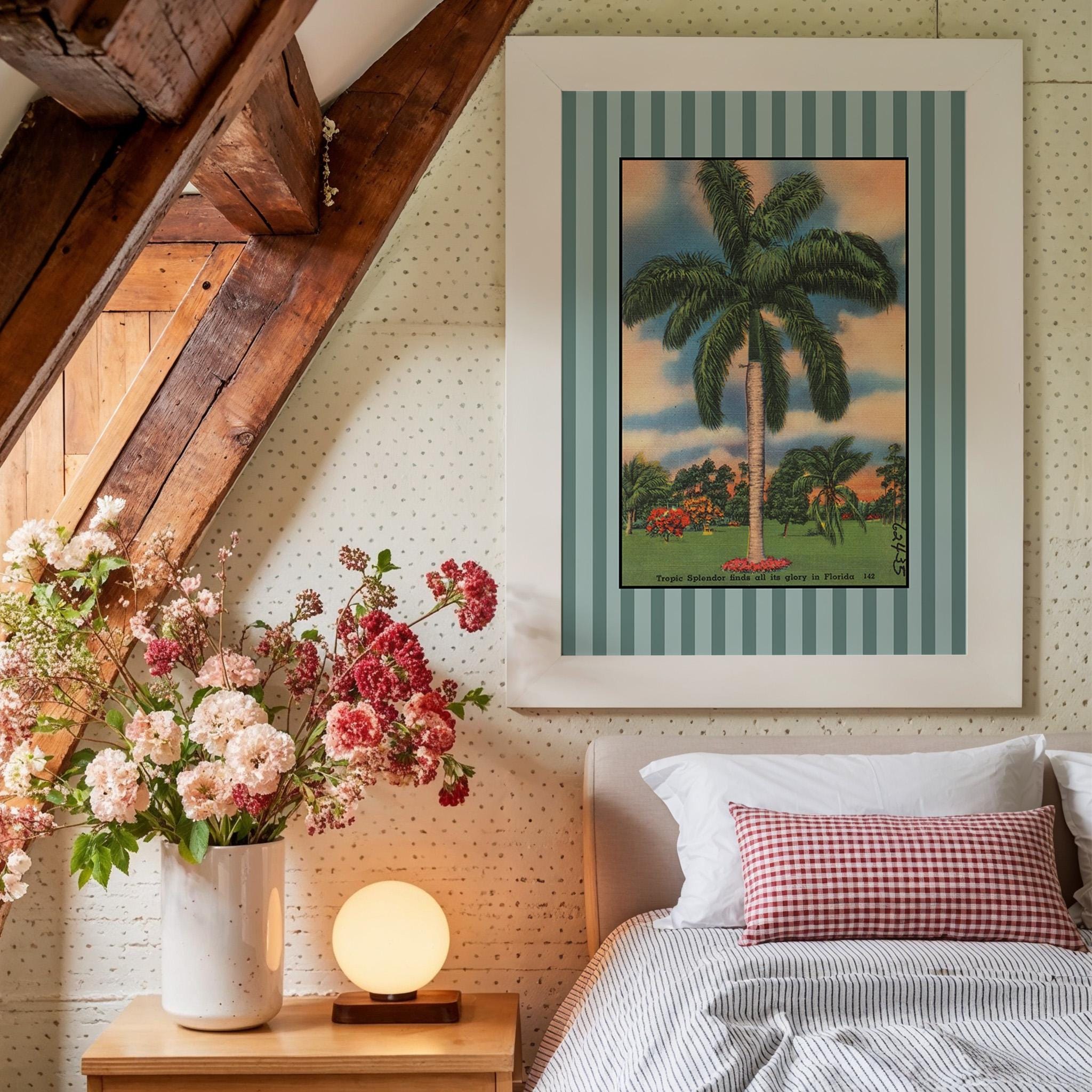 Florida Wall Art, Florida Sunset Poster Print, Trendy Striped Poster, Printable Bedroom Decor, Sunset Downloadable Print, Tropical art