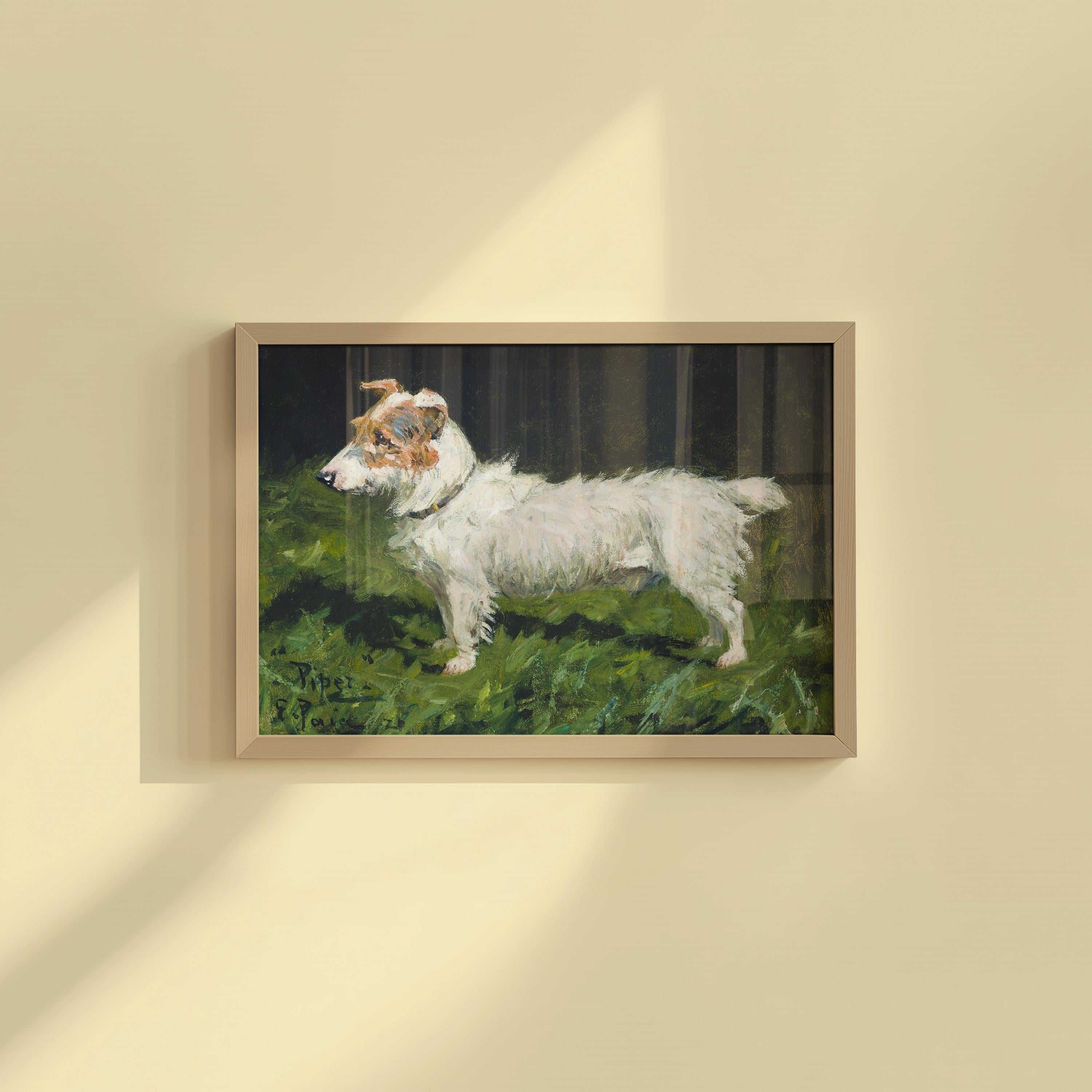 Dog Portrait, Vintage Dog Illustration, Cute White Terrier Sketch Wall Art, Digital Download, Vintage Dog Decor, Bedroom Art, Dog Lover