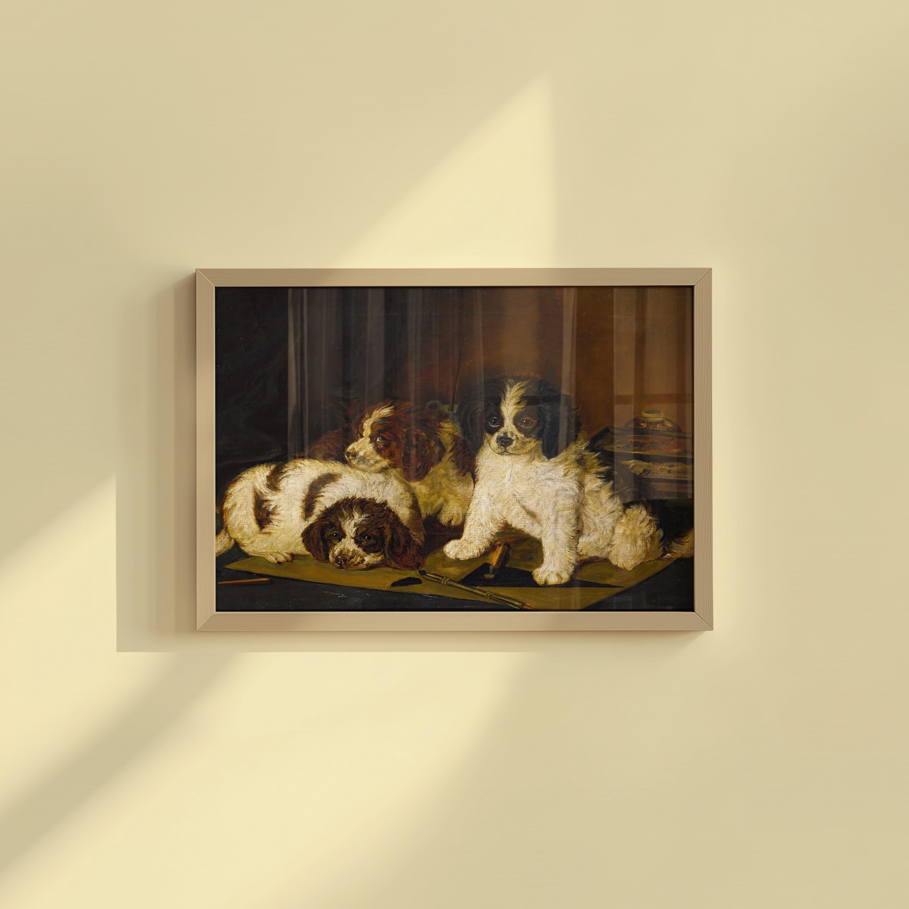 Dog Portrait, Vintage Dog Painting, Cute Small Dog Painting Wall Art, Digital Download, Vintage Dog Decor, Bedroom Art, Dog Lover
