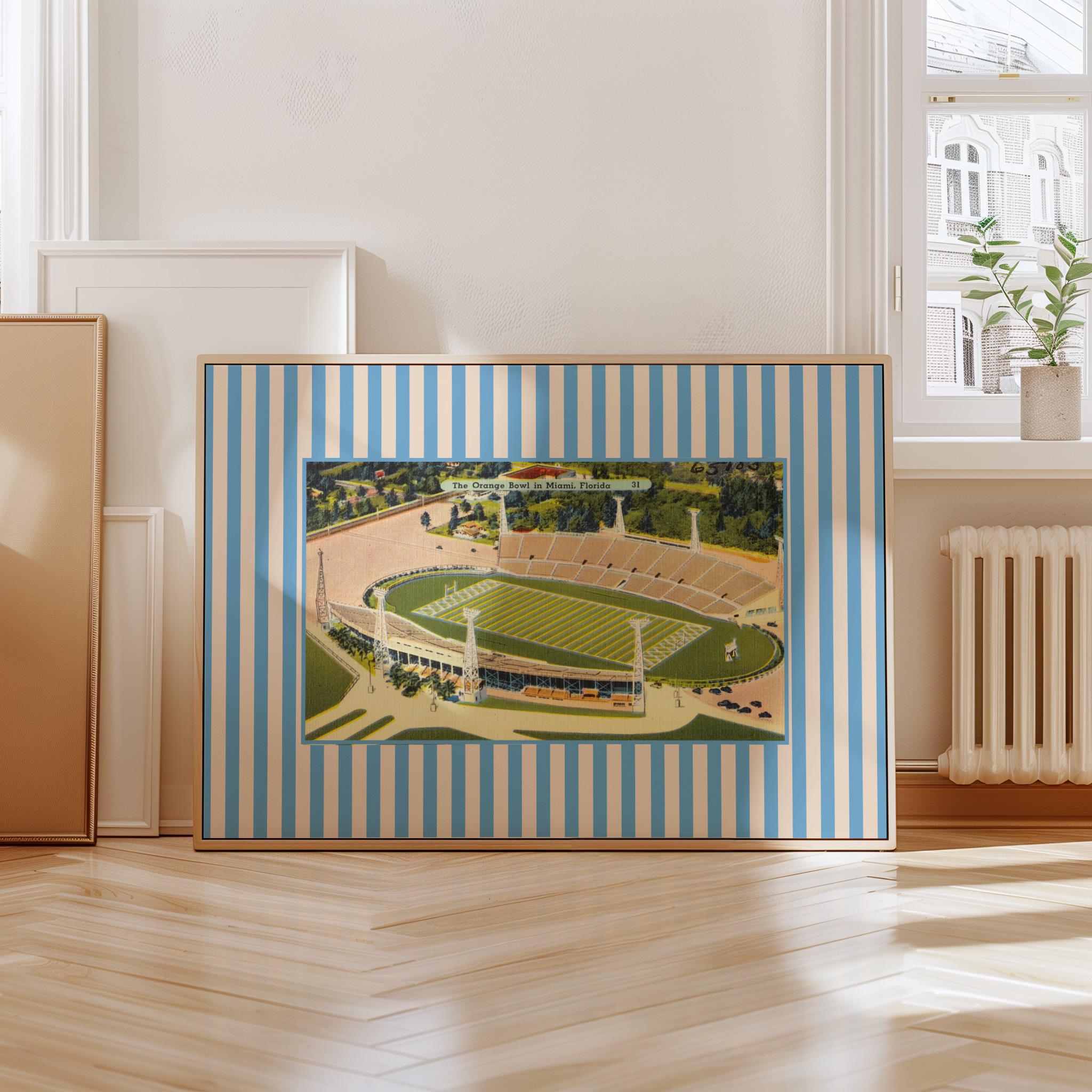 Retro Football Art Print, Football Poster, Kids Wall Art, Football Home Decor, The Orange Bowl Stadium, Football Gift for Friend