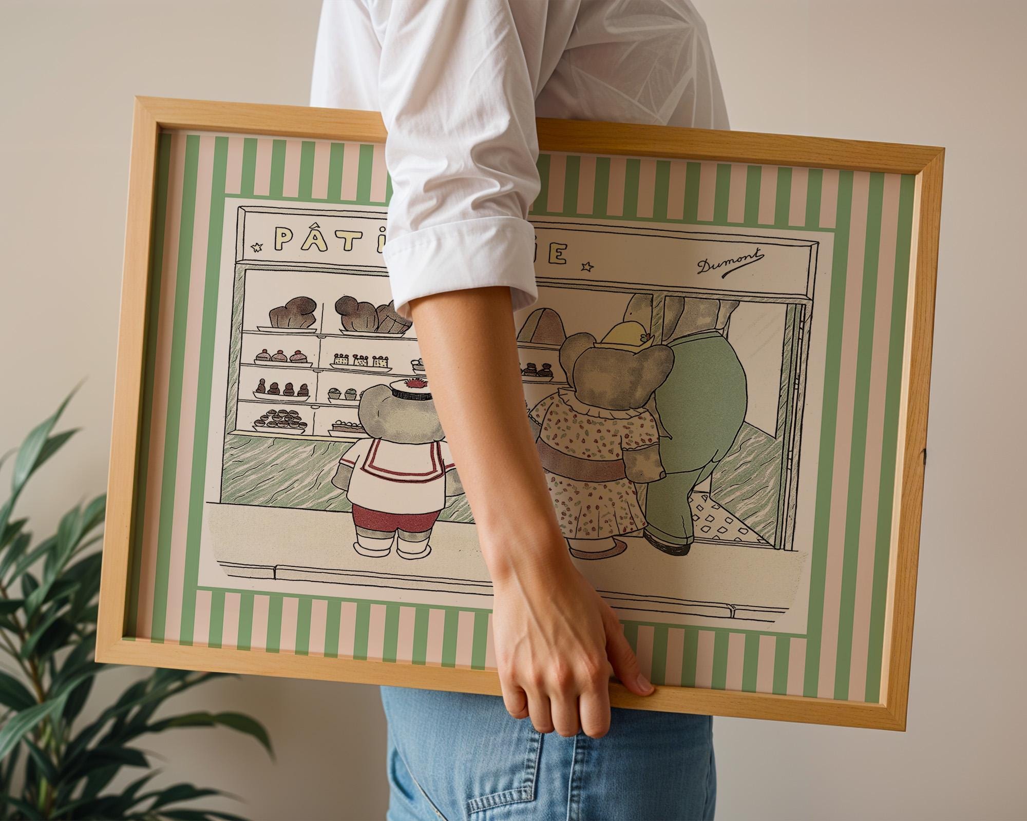 Babar the elephant wall decor, nursery decor, kids gift, illustration print nursery decor, neutral gender baby gift, babar patisserie