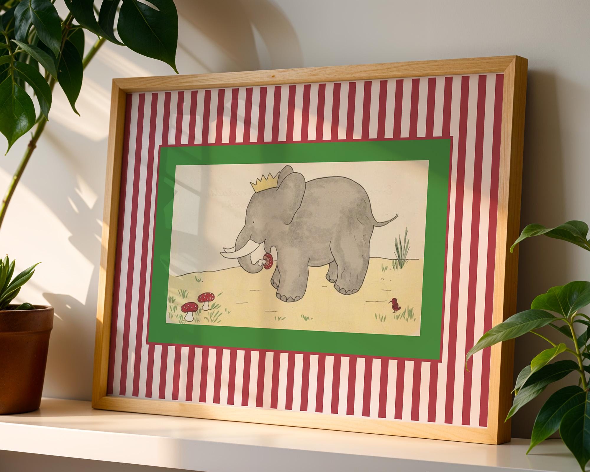 Babar the elephant wall decor, printable all art, babar king print, kids decor, illustration print nursery, neutral gender baby gift