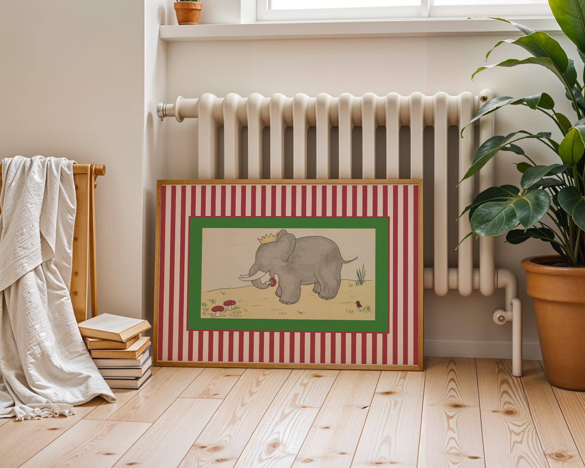 Babar the elephant wall decor, printable all art, babar king print, kids decor, illustration print nursery, neutral gender baby gift