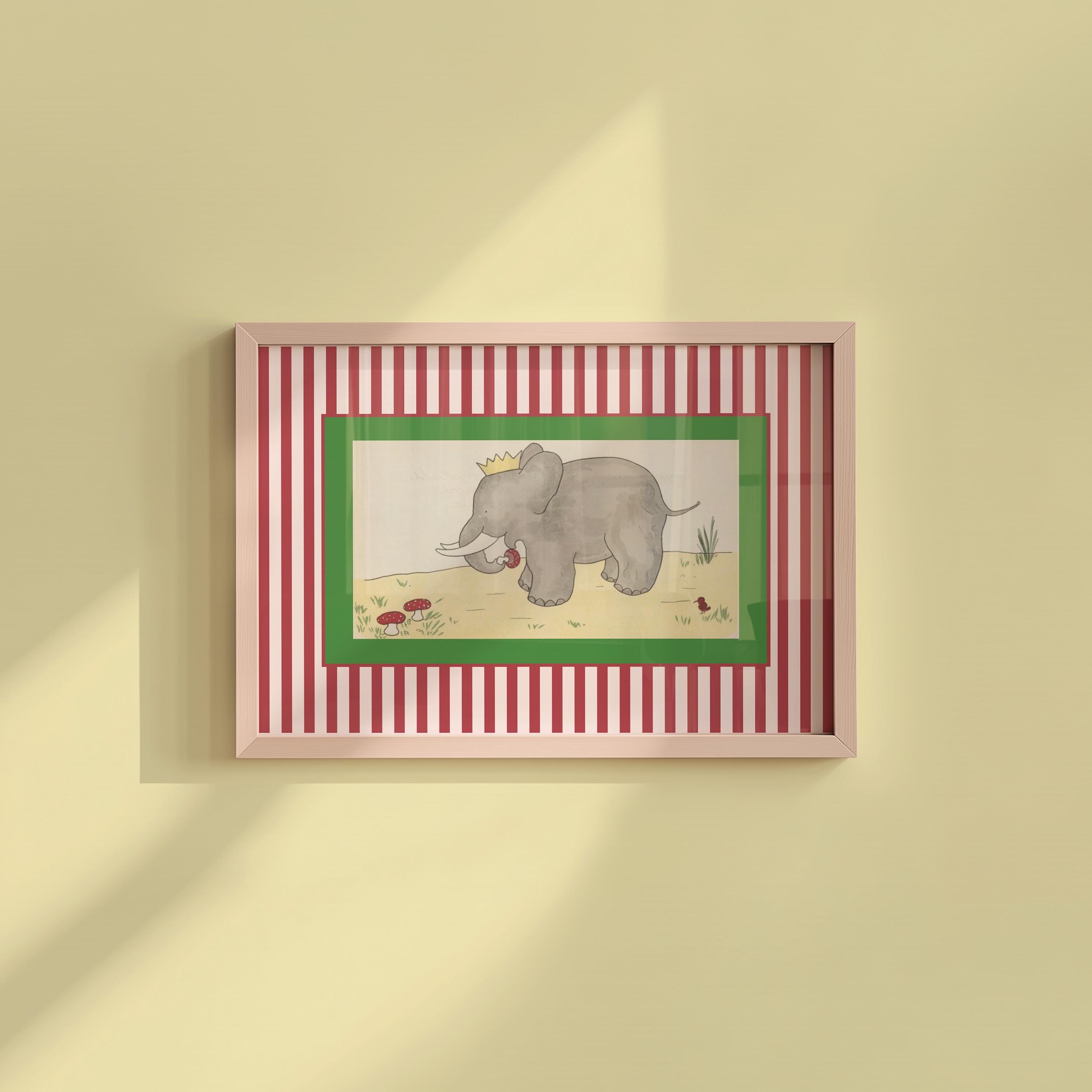 Babar the elephant wall decor, printable all art, babar king print, kids decor, illustration print nursery, neutral gender baby gift