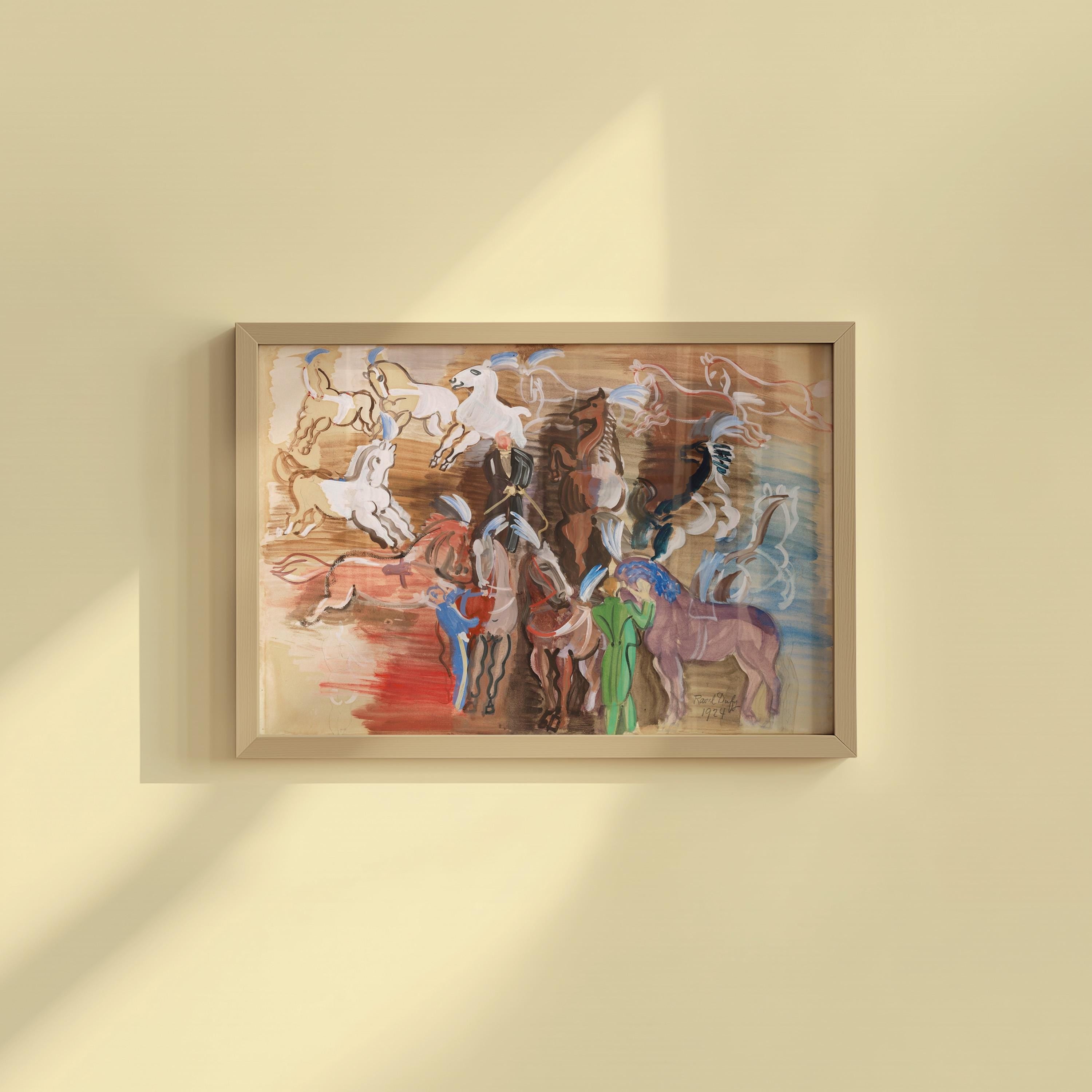 Abstract Equestrian Wall Art | Farmhouse Decor, Landscape Oil Painting | Vintage Painting Downloadable Print | Horse Lover Gift, Dufy Print
