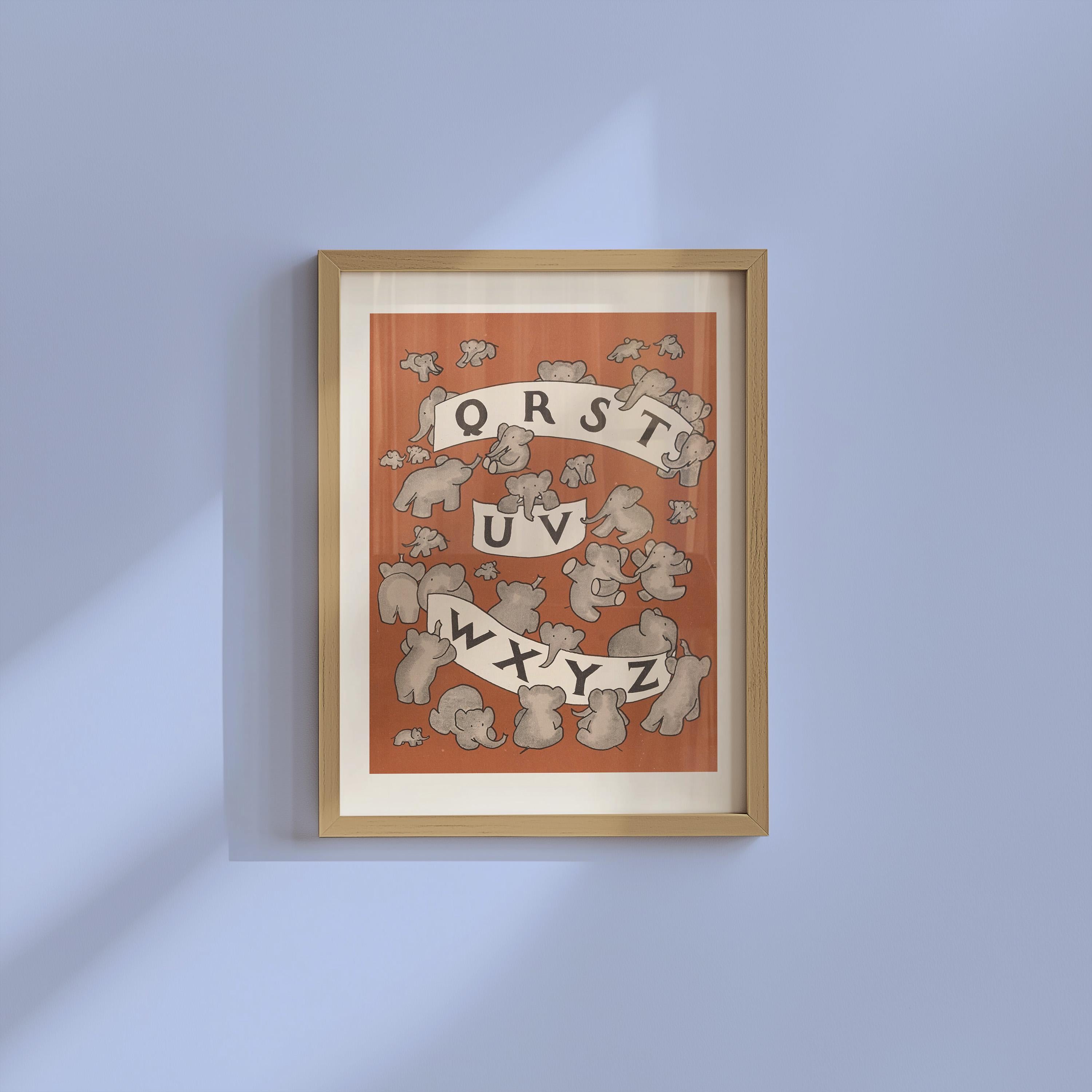 Vintage Babar Nursery Prints DIGITAL DOWNLOAD, Kids Room Decor, Literary Elephant Wall Art, Babar ABCs art, ABCs poster, alphabet art