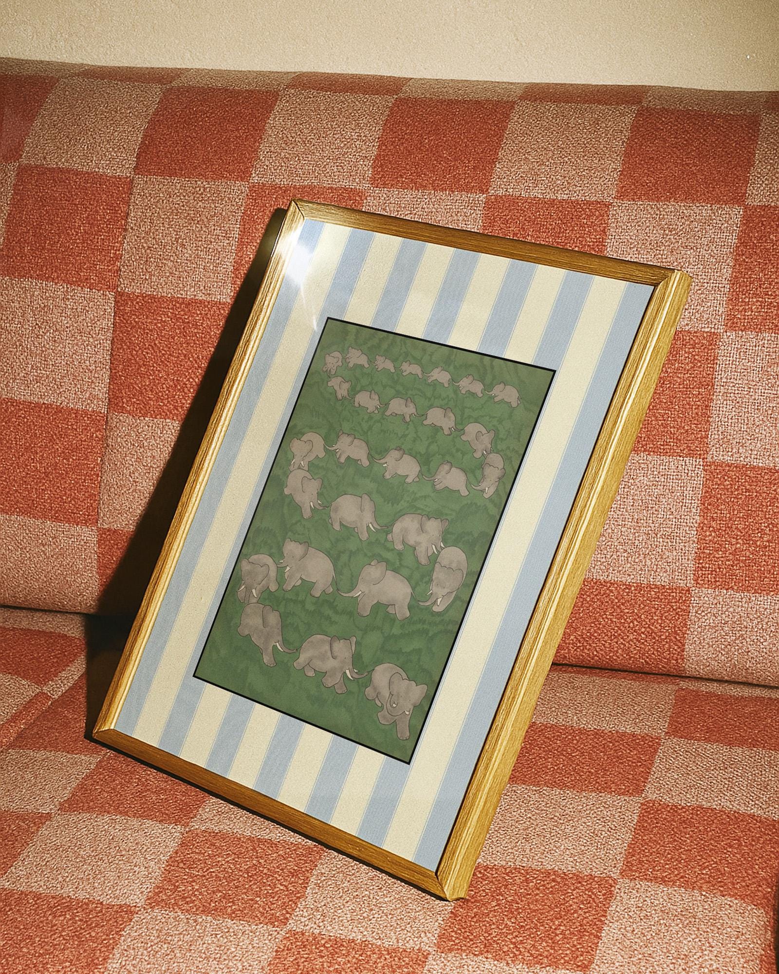 Babar the elephant wall decor, nursery decor, kids art, illustration print ,nursery decor neutral gender baby gift, striped art, babar