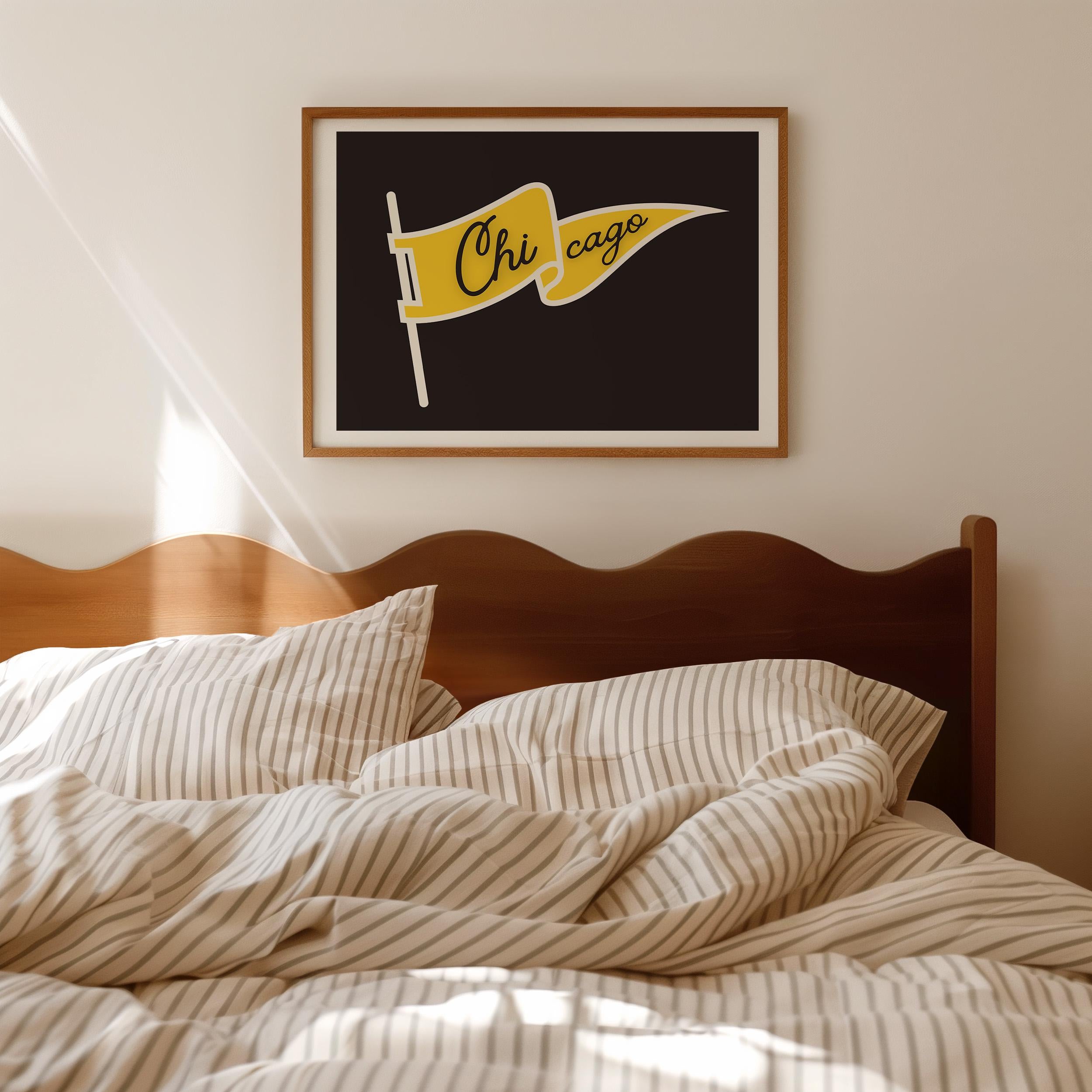chicago Flag art print, chicago decor, chicago art, chicago apartment decor, sporty chicago art print, digital download, gift for friend