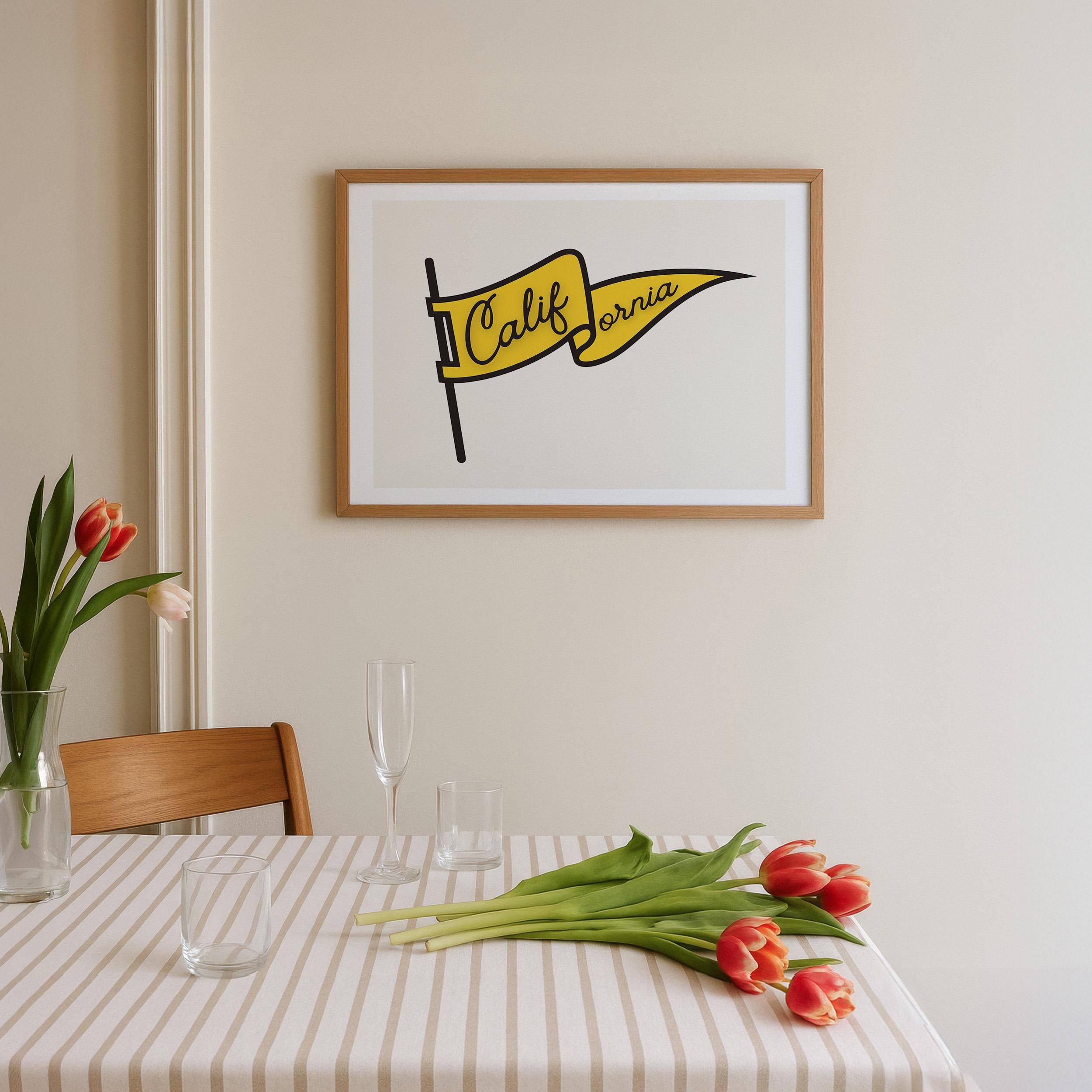 california Flag art print, cali art print, california decor, apartment art print, wall art, digital download, gs print shoppe, pennant art