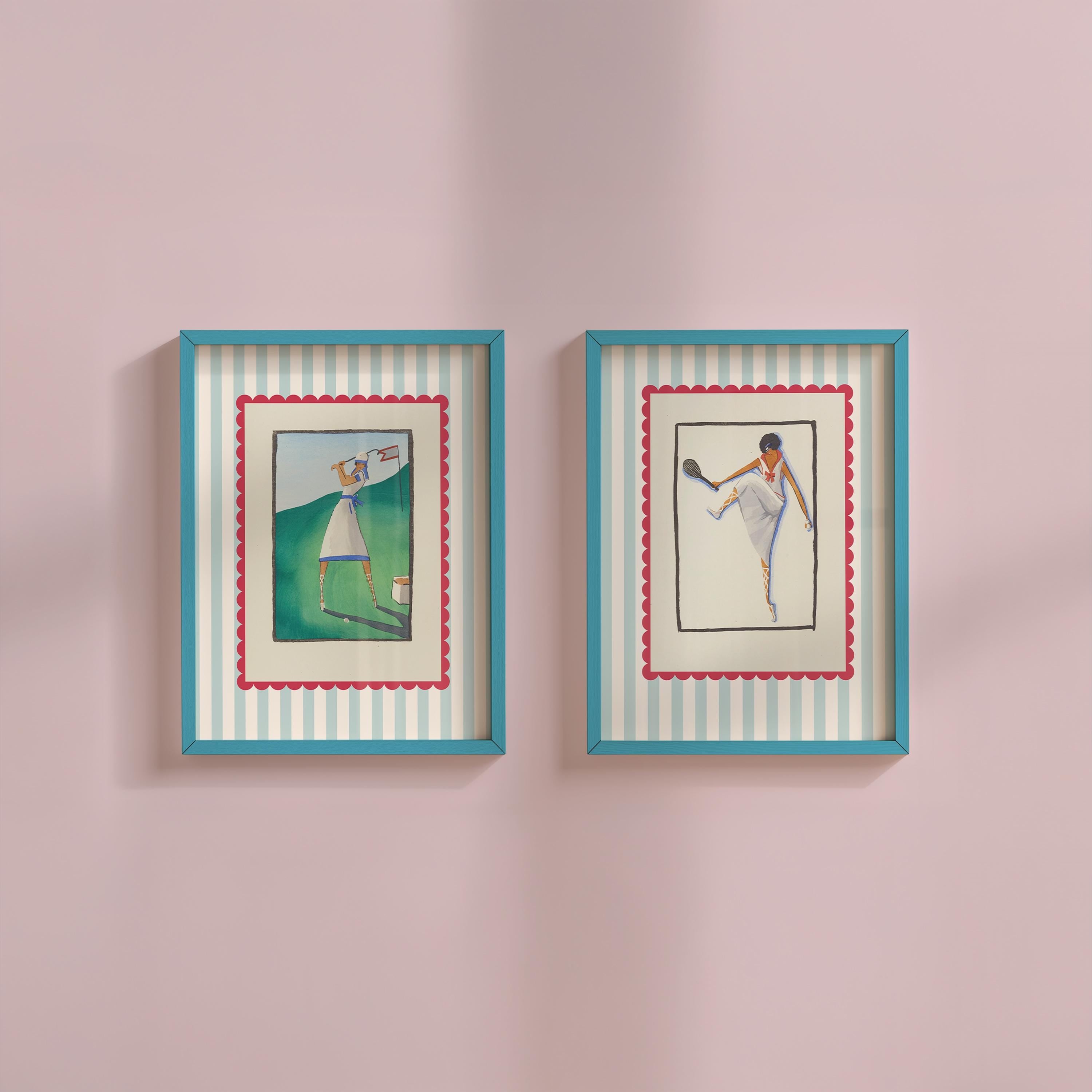 Sports art print set of two digital downloads, girls sports, tennis art, gold art, nursery art print, girls room decor, kids room wall art