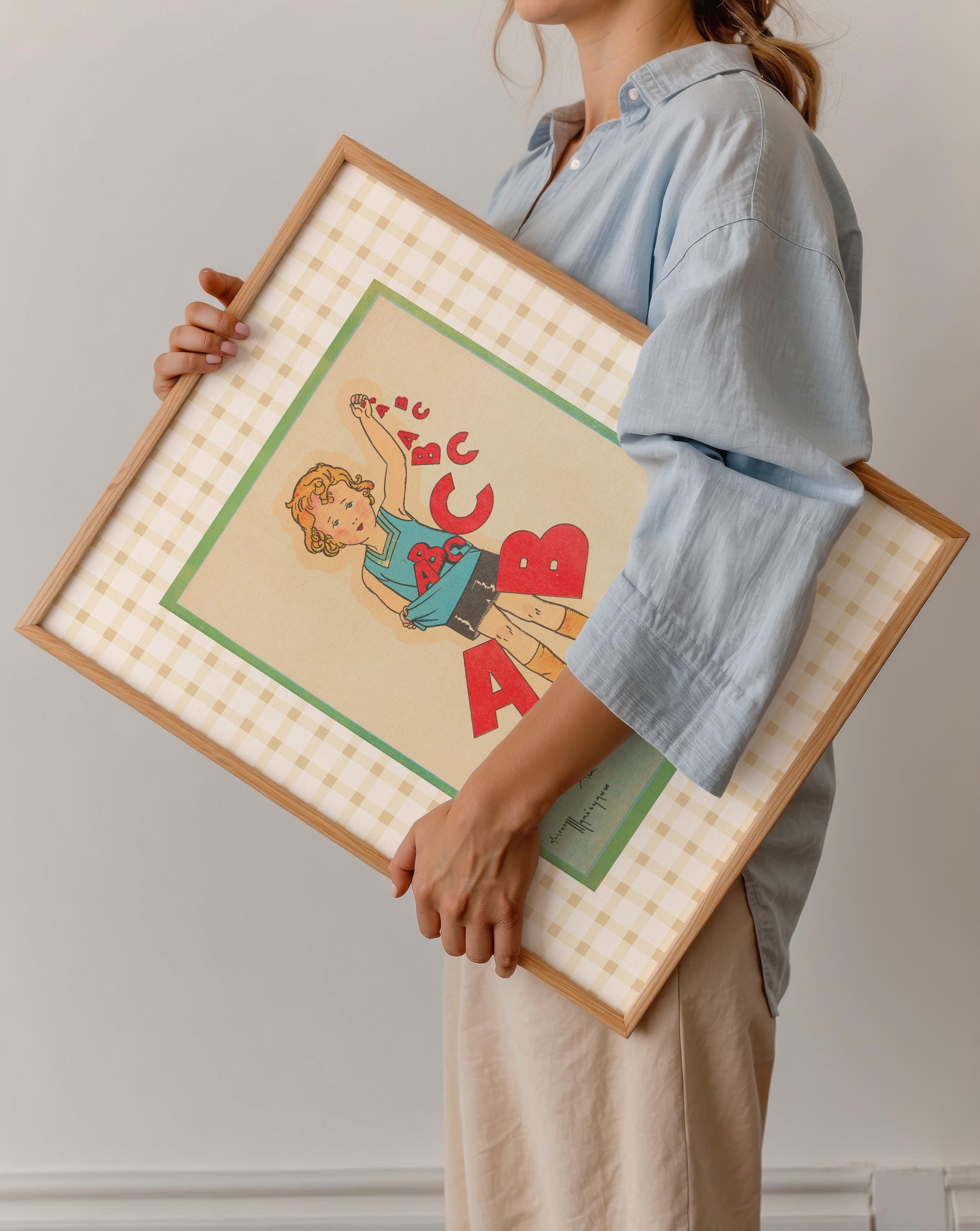 Whimsical Alphabet Poster: Children's Book Characters, Nursery Decor, Educational Wall Art, ABC wall art, ABC poster, vintage nursery art