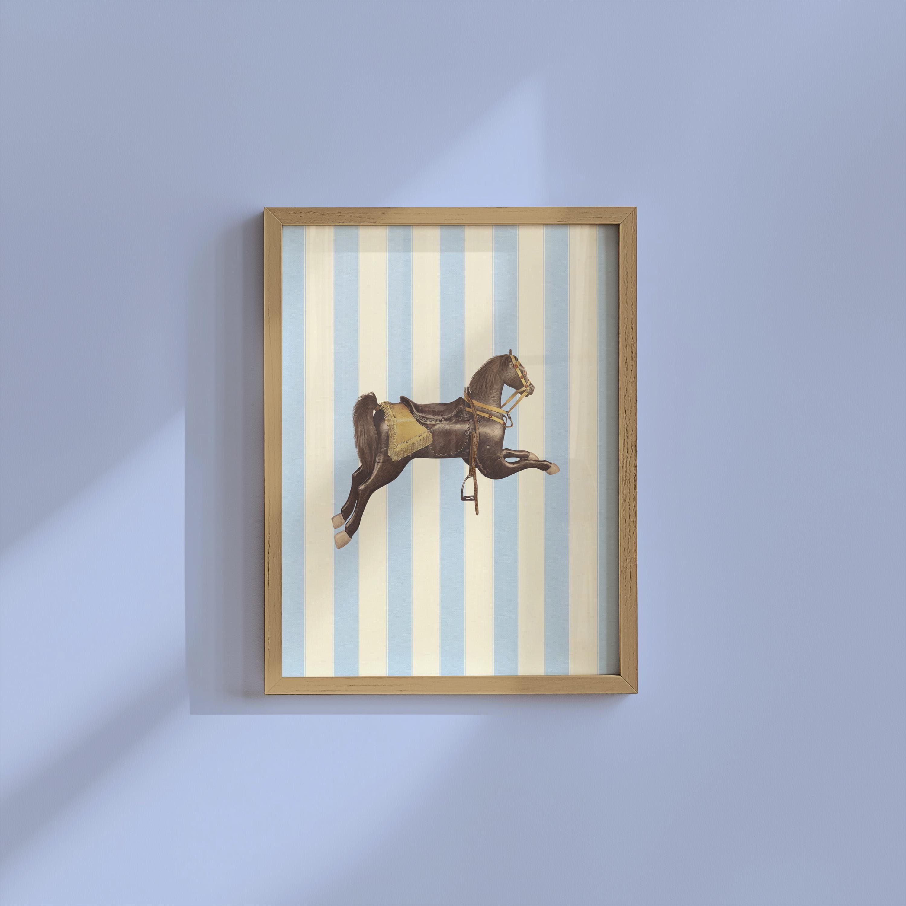 Vintage Carousel animal Print, Digital Wall Art, Trendy Decor, Living Room Art, Cottage, Nursery, Fun nursery art, horse art, carousel horse