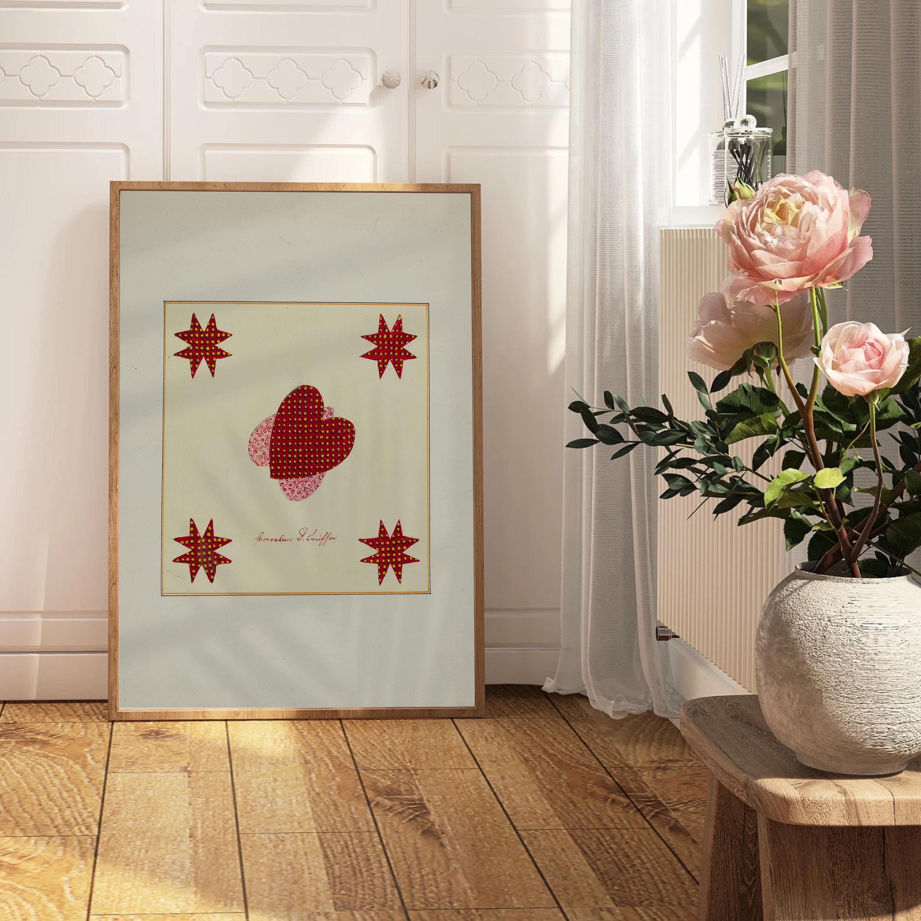 Floral Quilt Art Print for English Cottage Decor High-Resolution Digital Download 30x30 Inch Printable Decor