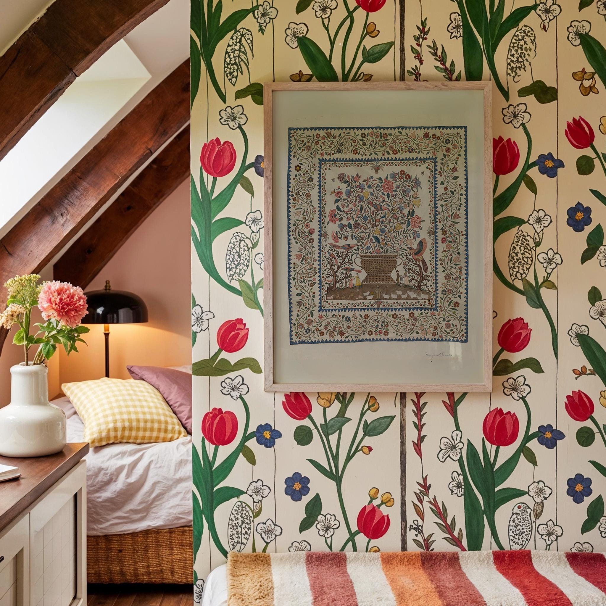 Tapestry Wall Art, Vintage Textile Print, Warm Aesthetic Home Decor, Antique Textile Print, Rustic Rug Pattern, Eclectic Wall art