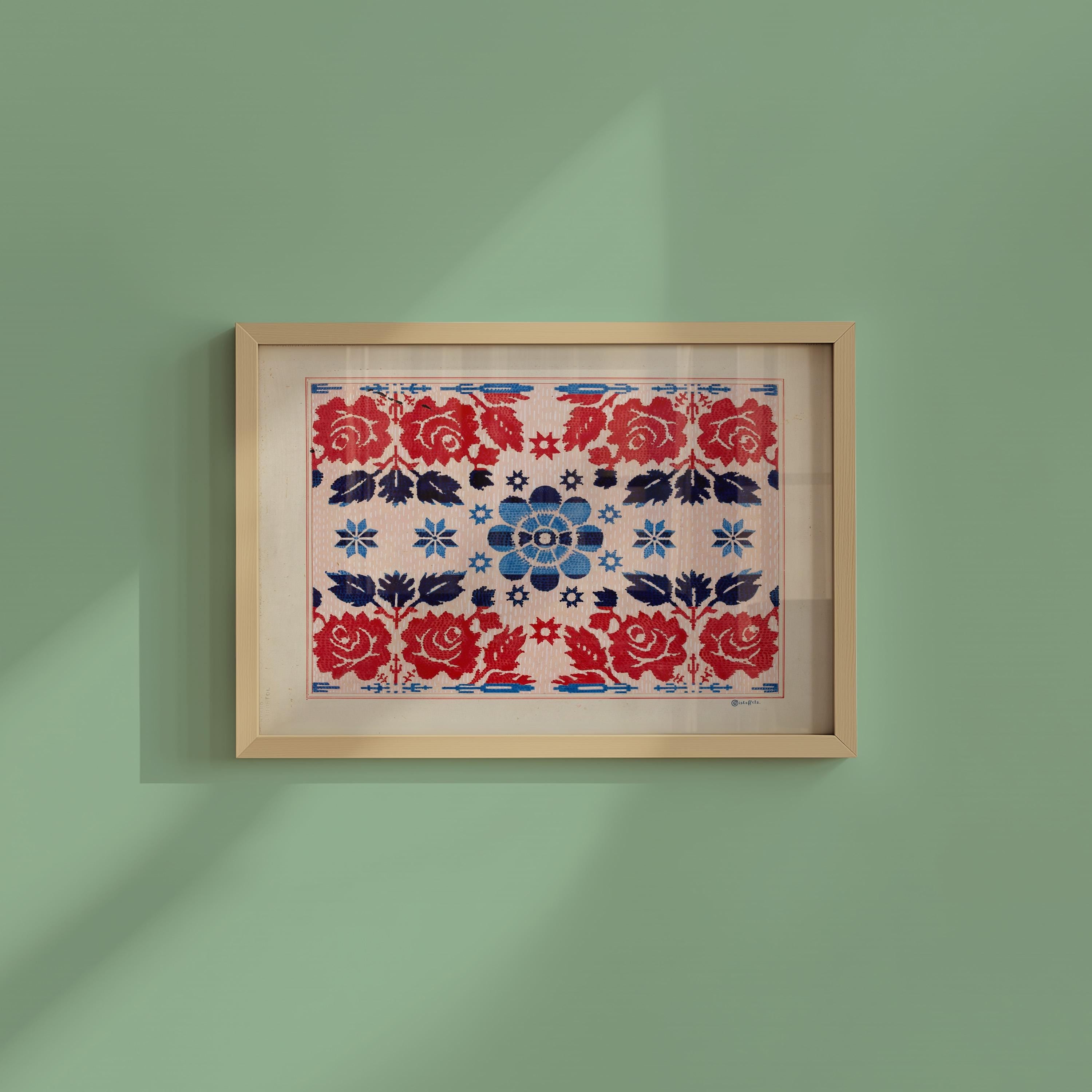 Vintage Quilt Art Print: Pink and Red Vintage Quilt, American art print, american folk art, classic art print, quilt decor, cottage core art