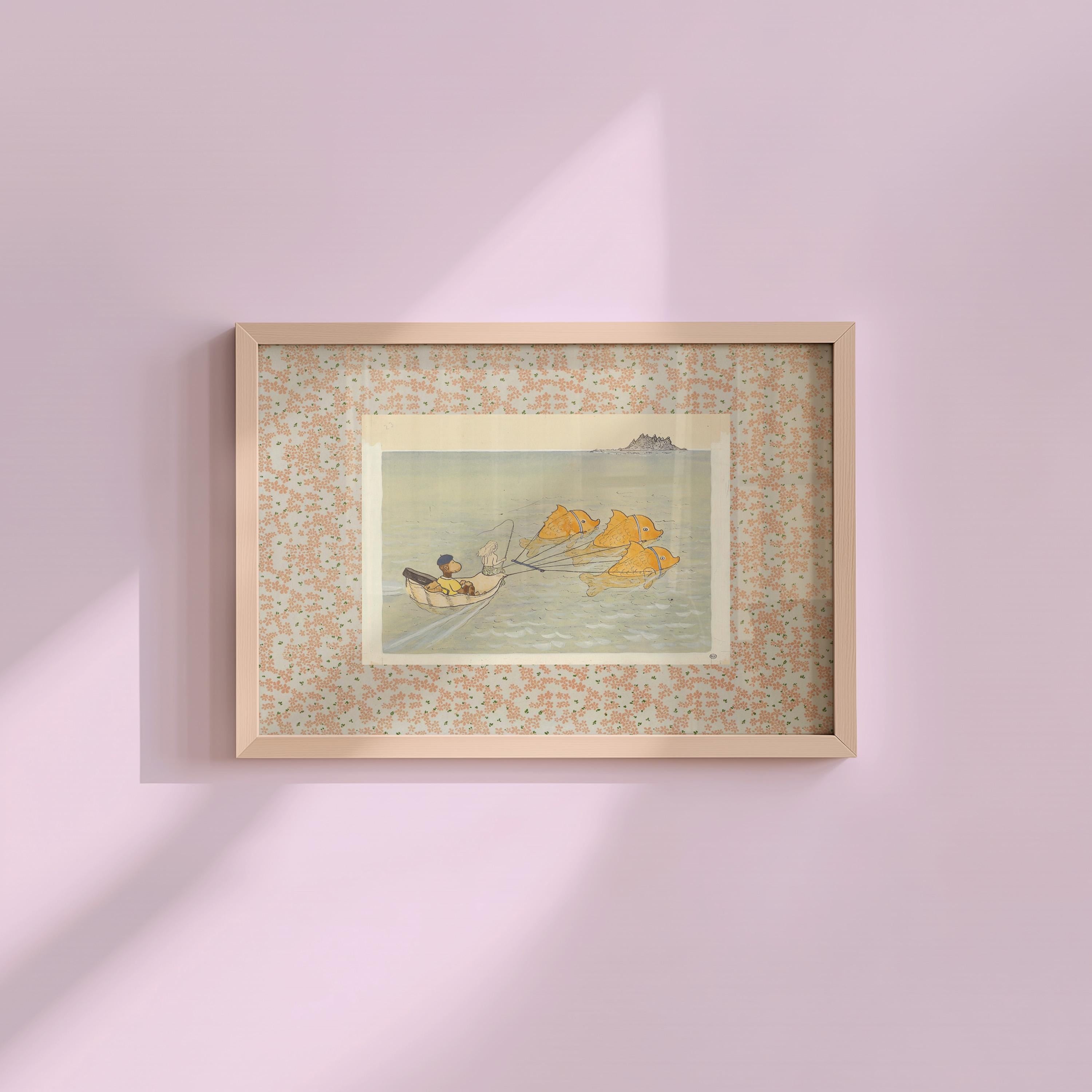 Babar the elephant wall decor, zephir monley decor, illustration print decor, neutral gender baby gift, babar art print, monkey art