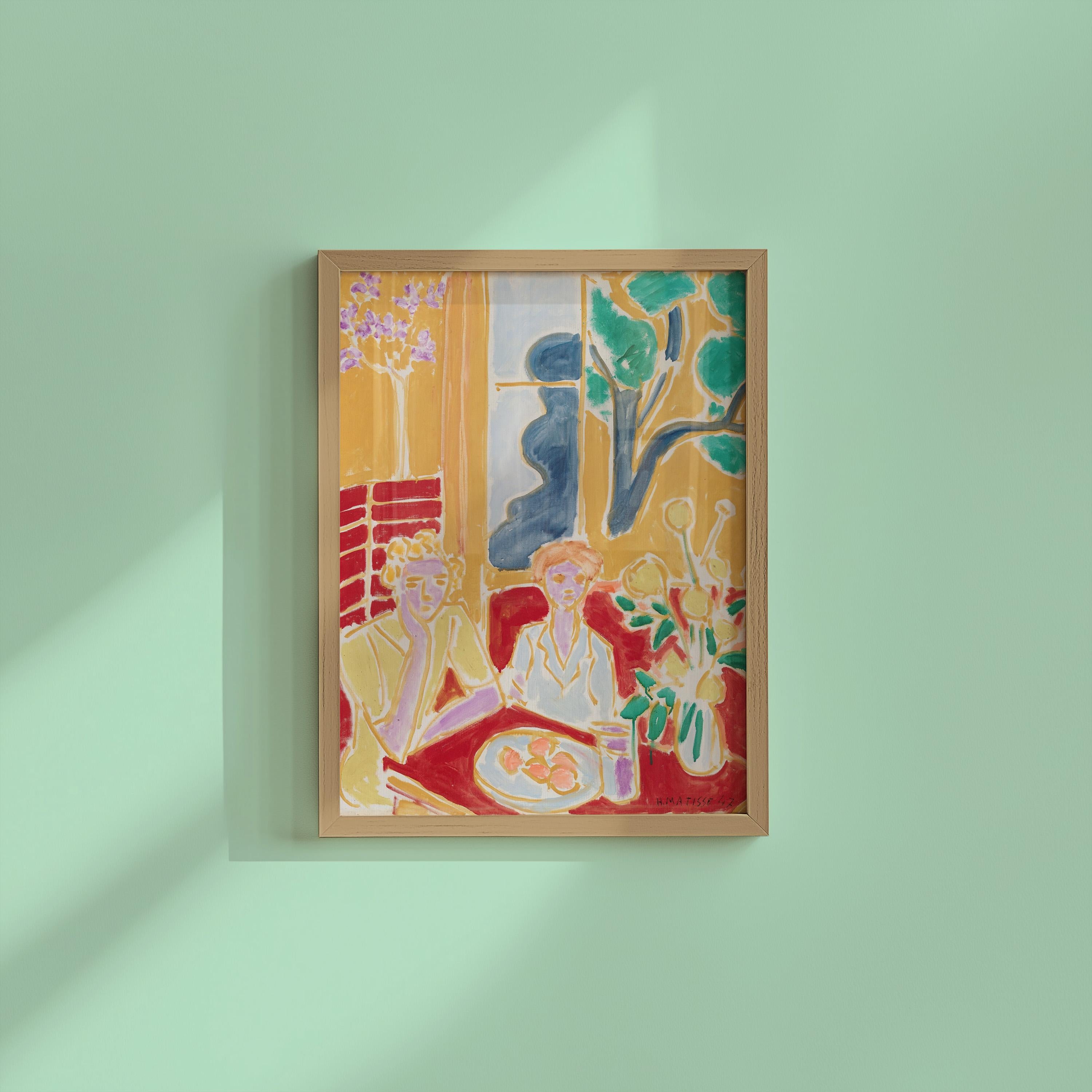 Deux Fillettes by Henri Matisse, Vintage Red and Yellow Interior Art, Mid Century Modern Art, Gallery Decor, Art Lovers, Digital Download