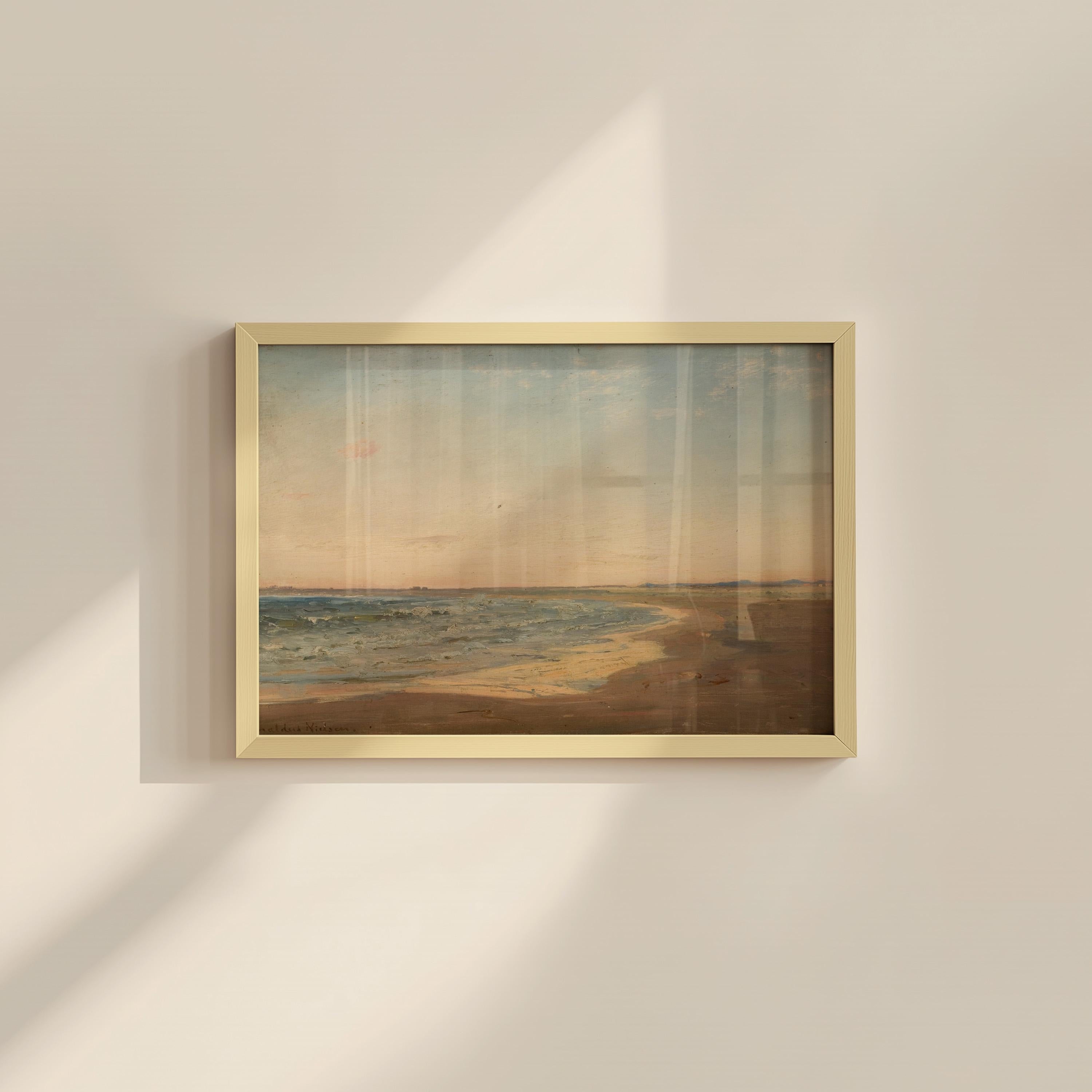 Coastal Wall Art, Vintage Beach Scene, Neutral Beach Decor (Digital Download)