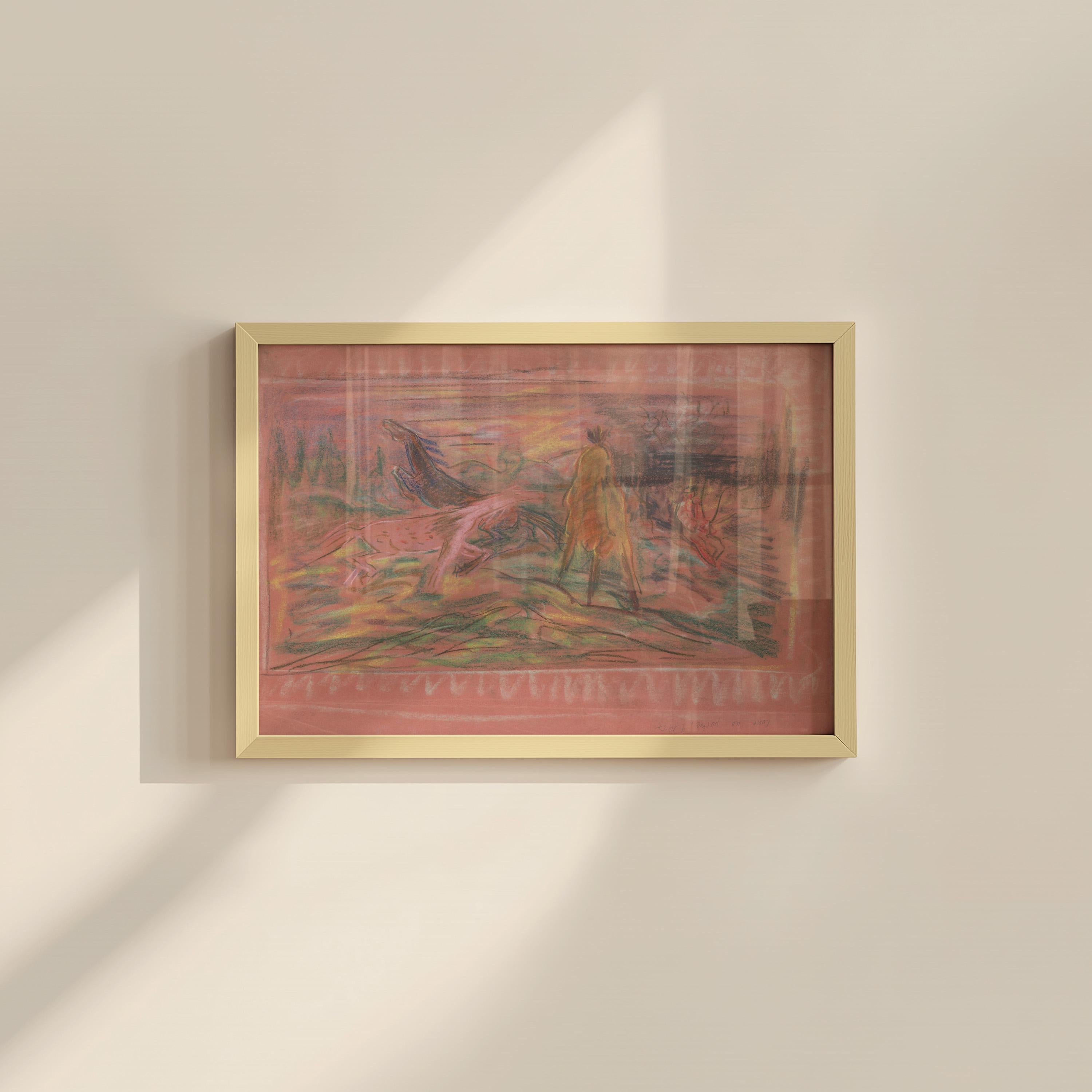 Horse Art Print: Vintage Pink Floral Nursery (Digital Download)