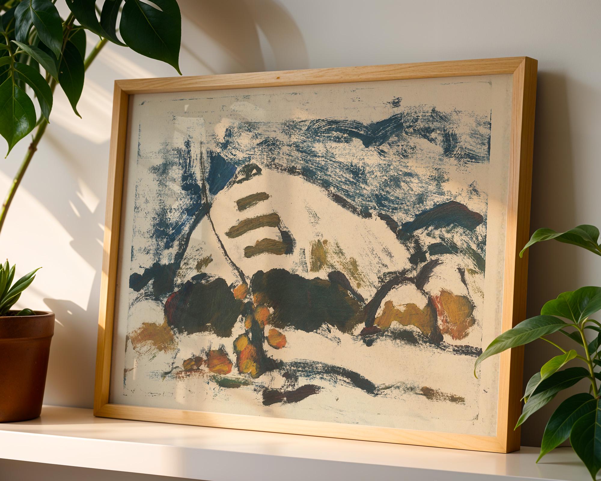 Snowy Mountain Art Print: Vintage European Style - Digital Download