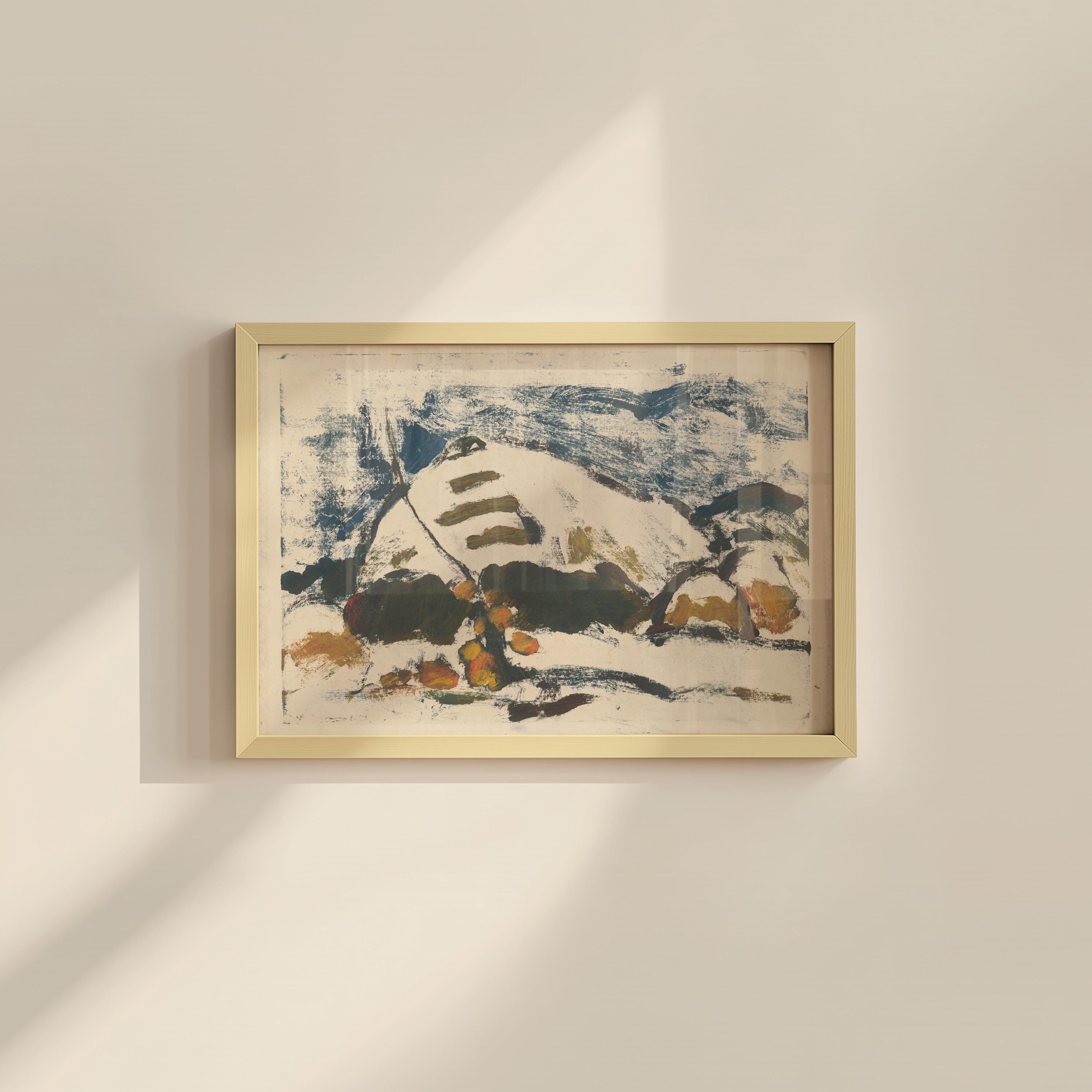Snowy Mountain Art Print: Vintage European Style - Digital Download