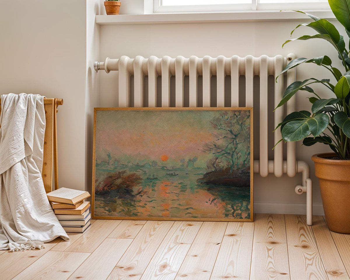 Teal Sunset Horizontal Digital Art Print