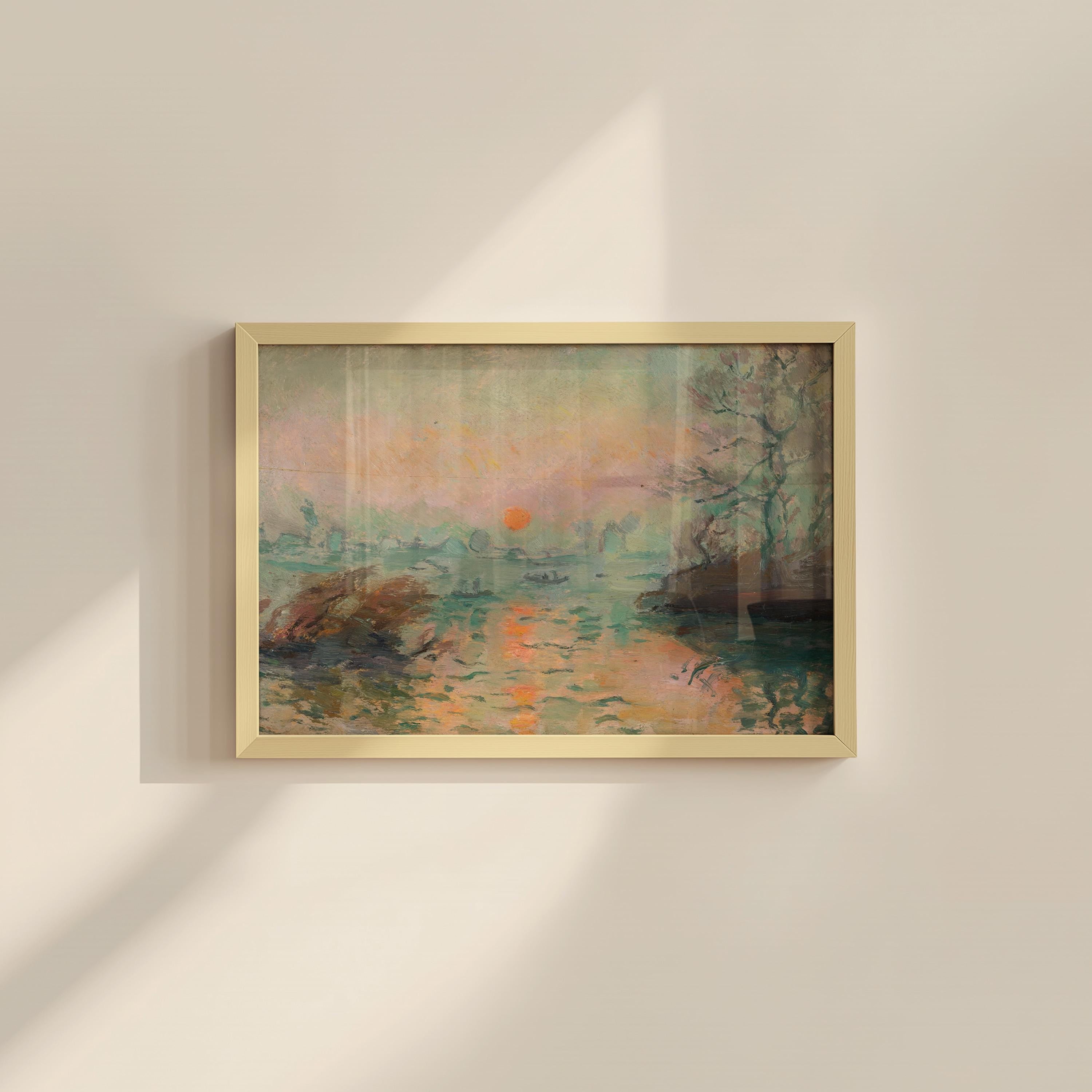 Digital Art Print: Vintage Sunset Colors - Abstract Nature Design