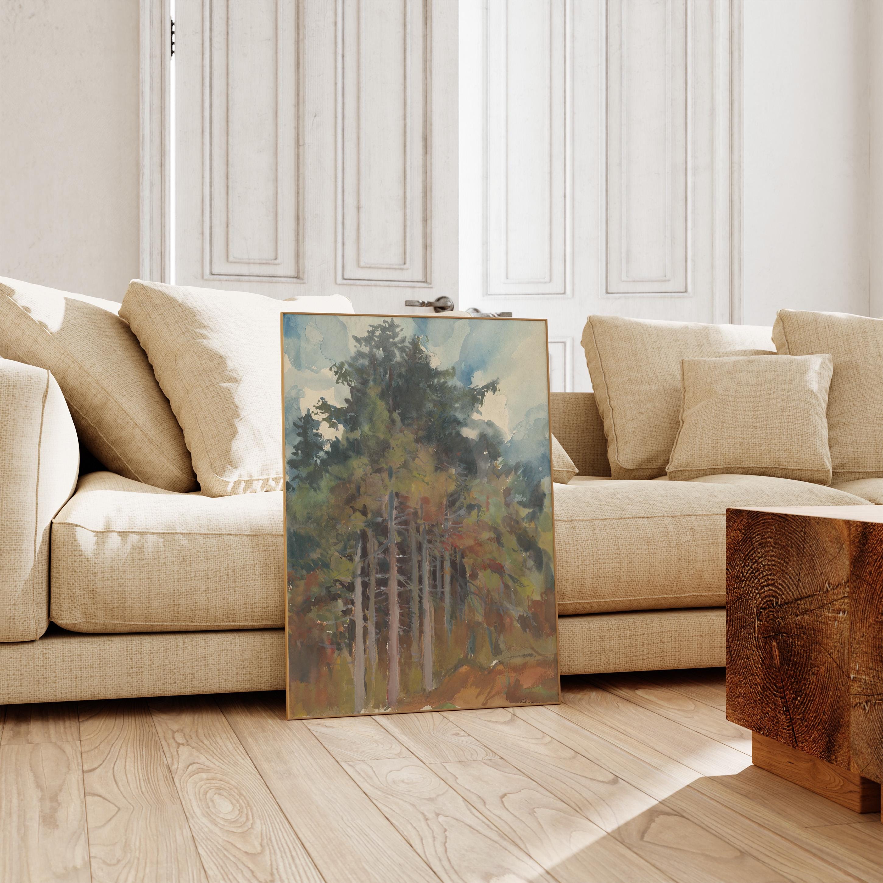 Vintage Abstract Landscape Print, Warm Neutrals, Autumn Color Decor (Digital Download)